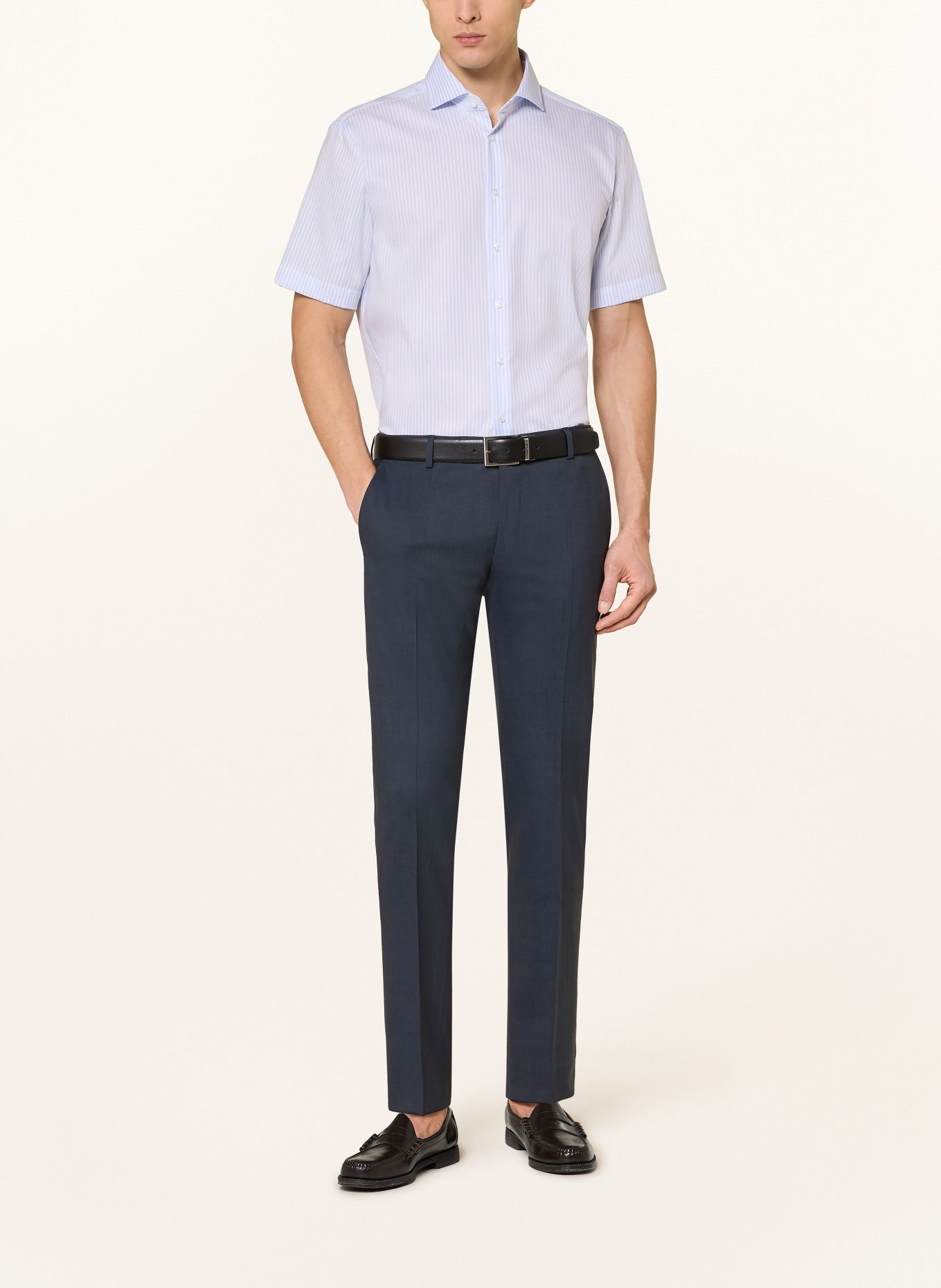 seidensticker Kurzarm-Hemd Regular Fit: HELLBLAU / WEISS