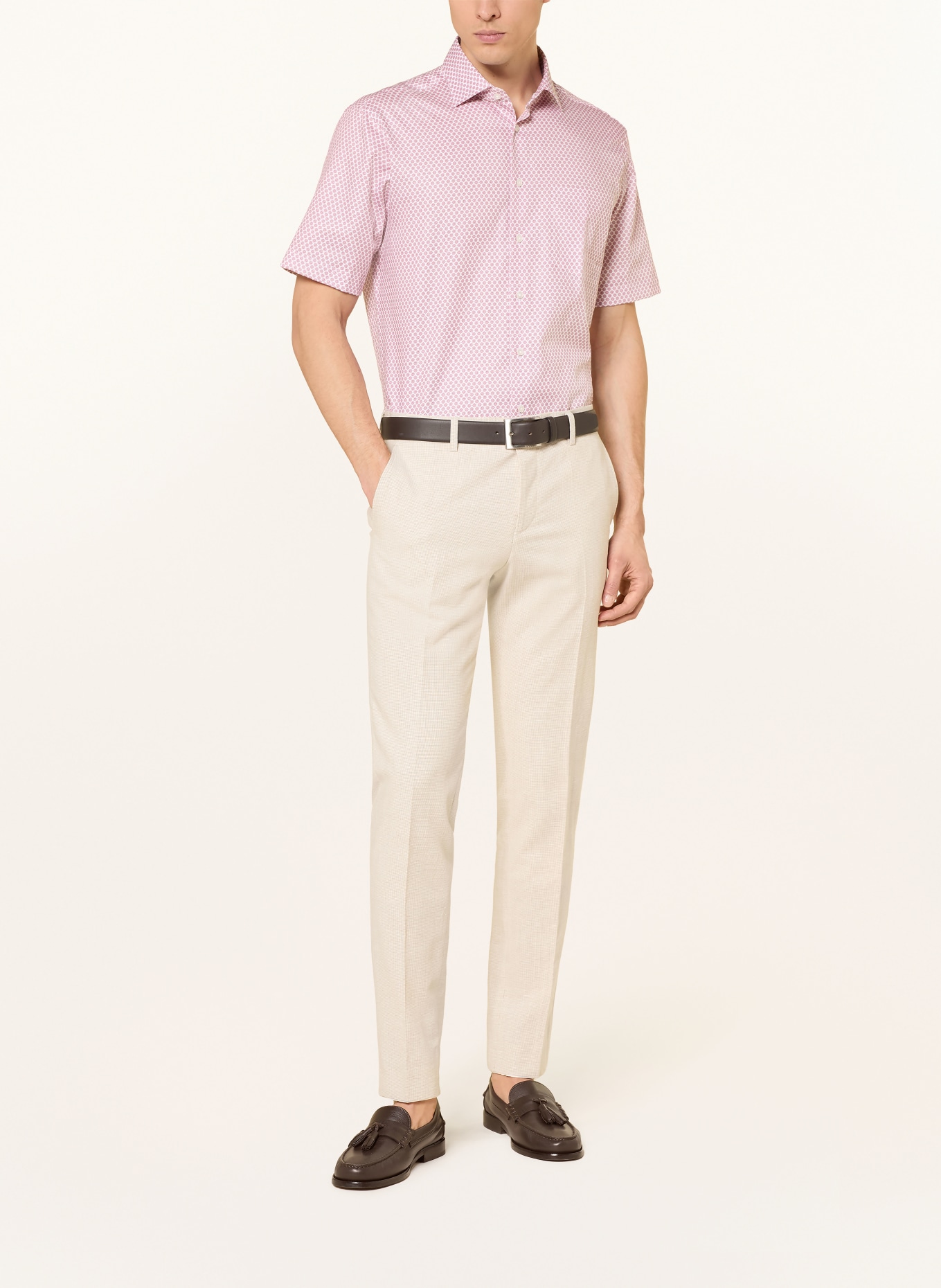 seidensticker Overhemd met korte mouwen, regular fit: DONKERROOD / WIT