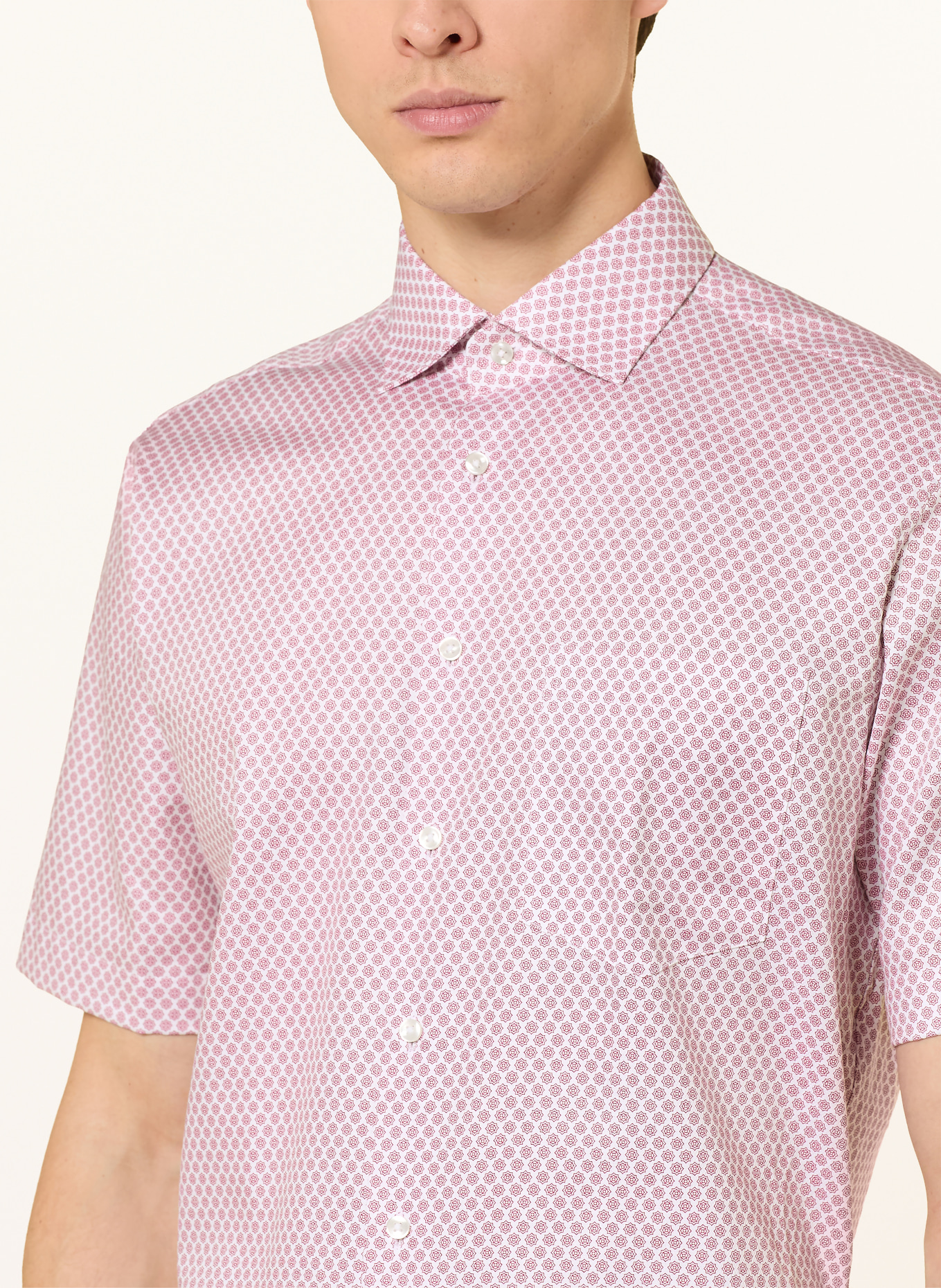 seidensticker Overhemd met korte mouwen, regular fit: DONKERROOD / WIT