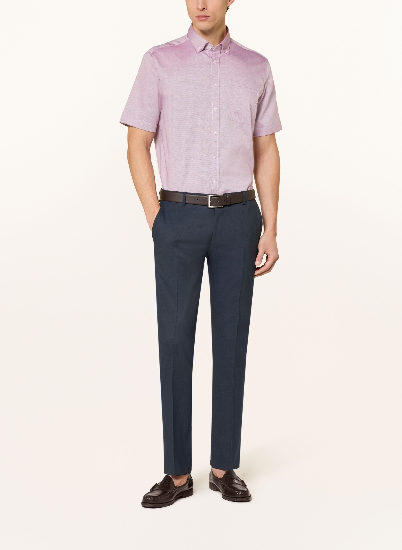 seidensticker Kurzarm-Hemd Regular Fit: DUNKELROT / WEISS