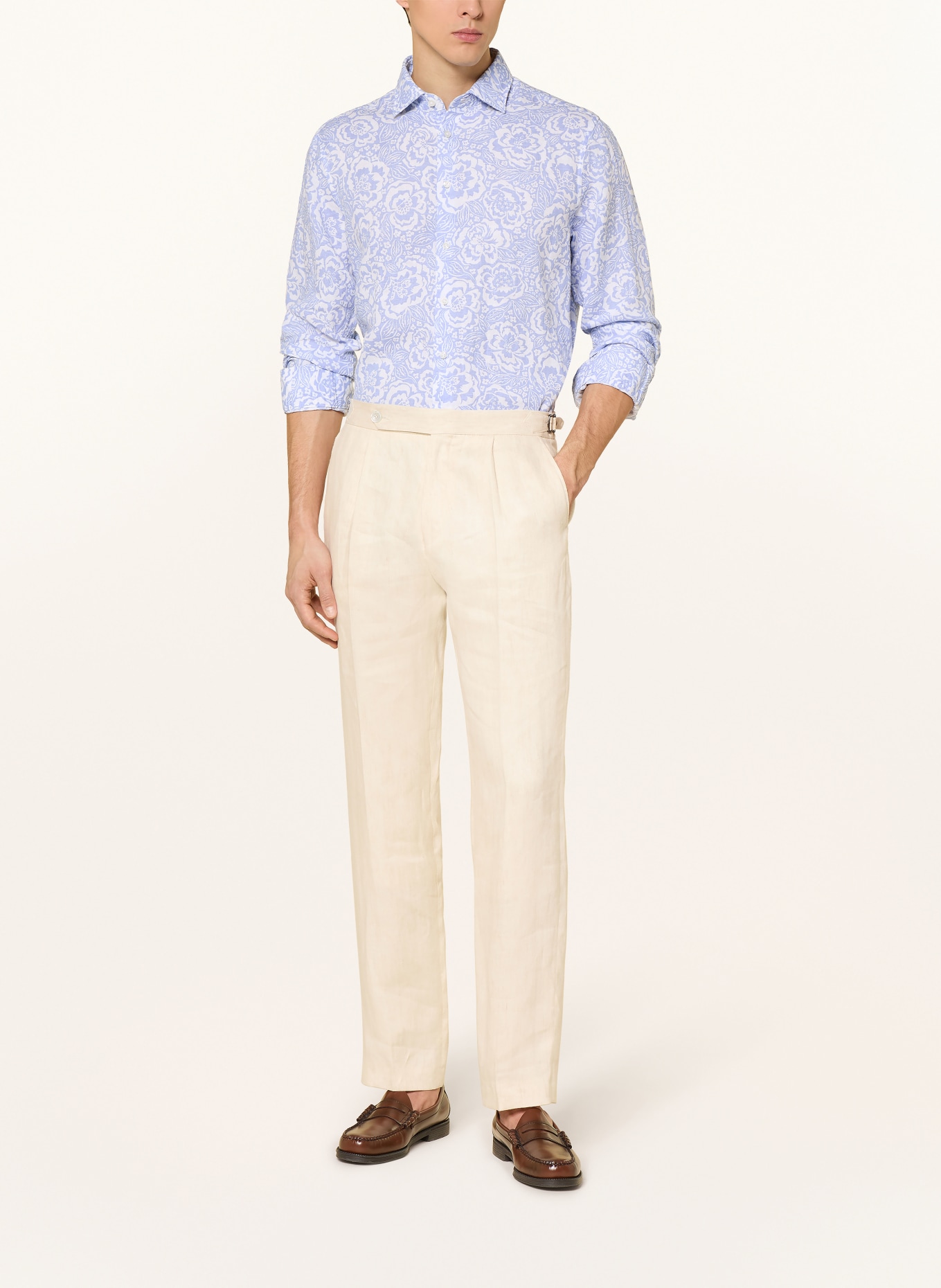 seidensticker Koszula lniana o kroju dopasowanym: JASNONIEBIESKI / BIAŁY