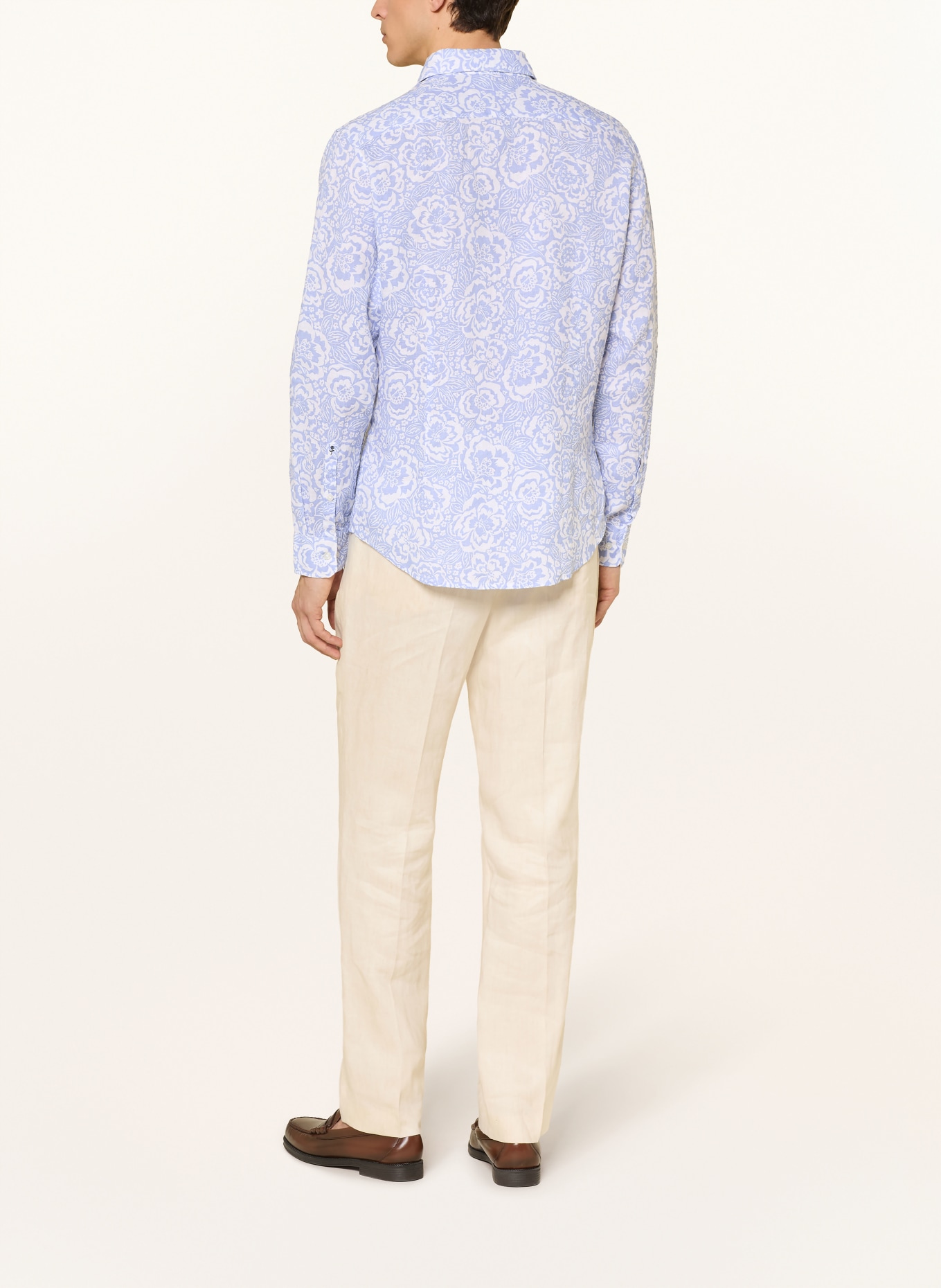 seidensticker Koszula lniana o kroju dopasowanym: JASNONIEBIESKI / BIAŁY