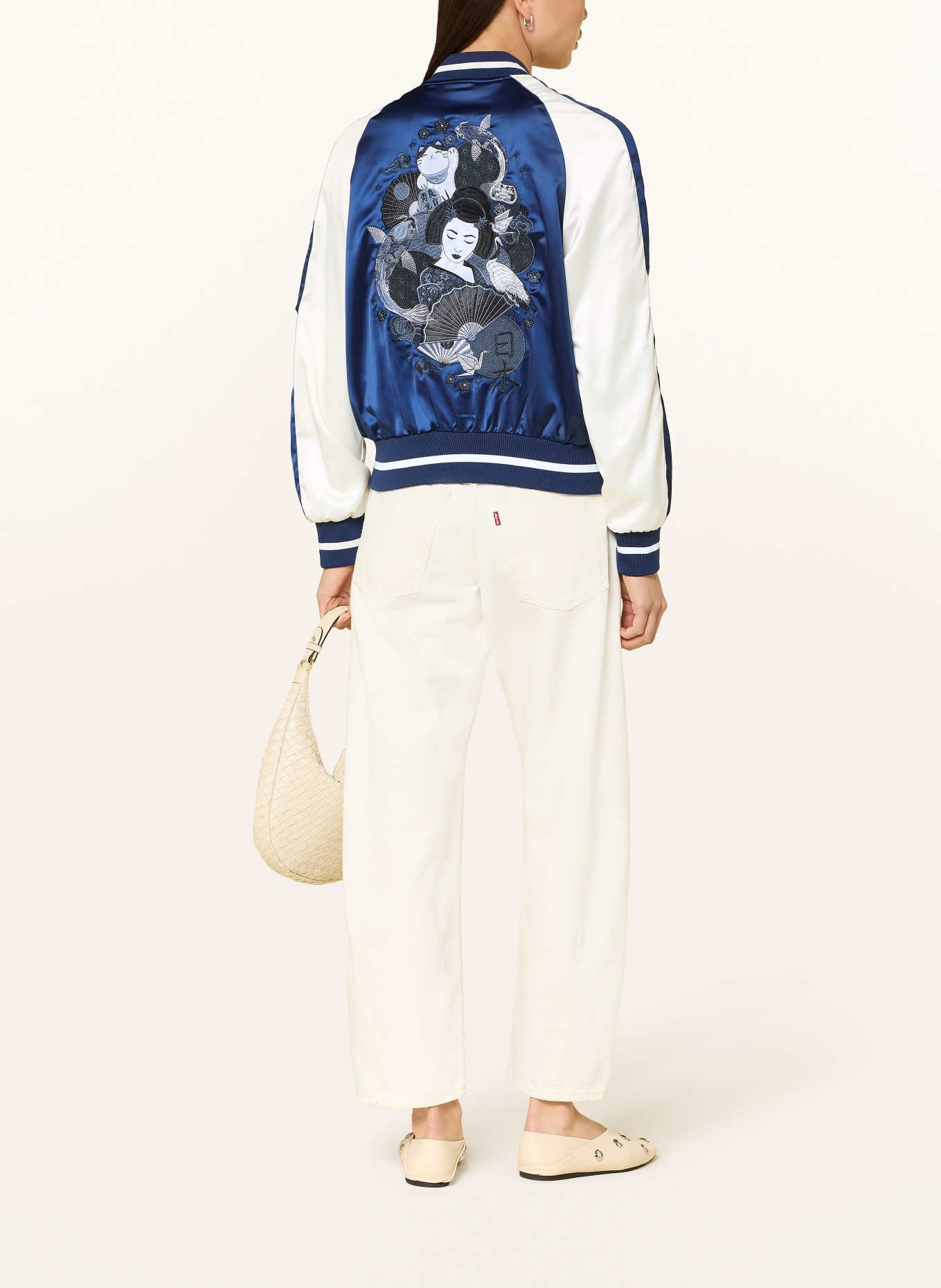 BOMBERS ORIGINAL Satin jacket: BLUE / CREAM