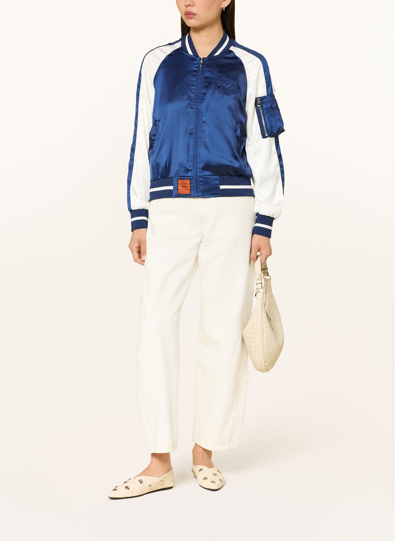 BOMBERS ORIGINAL Satin jacket: BLUE / CREAM