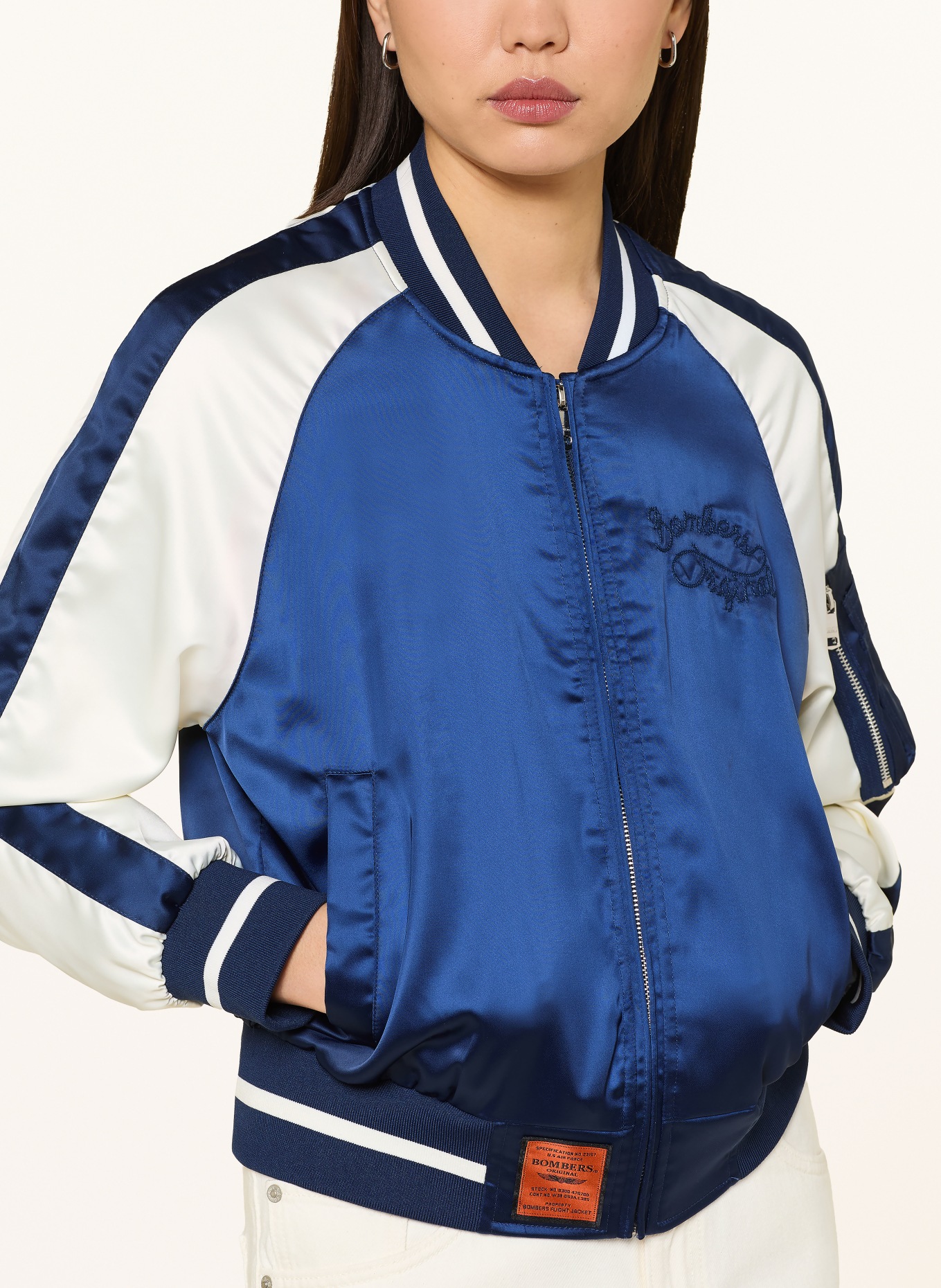 BOMBERS ORIGINAL Satin jacket: BLUE / CREAM