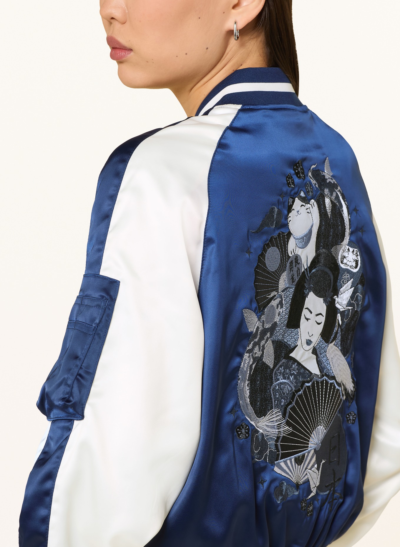 BOMBERS ORIGINAL Satin jacket: BLUE / CREAM