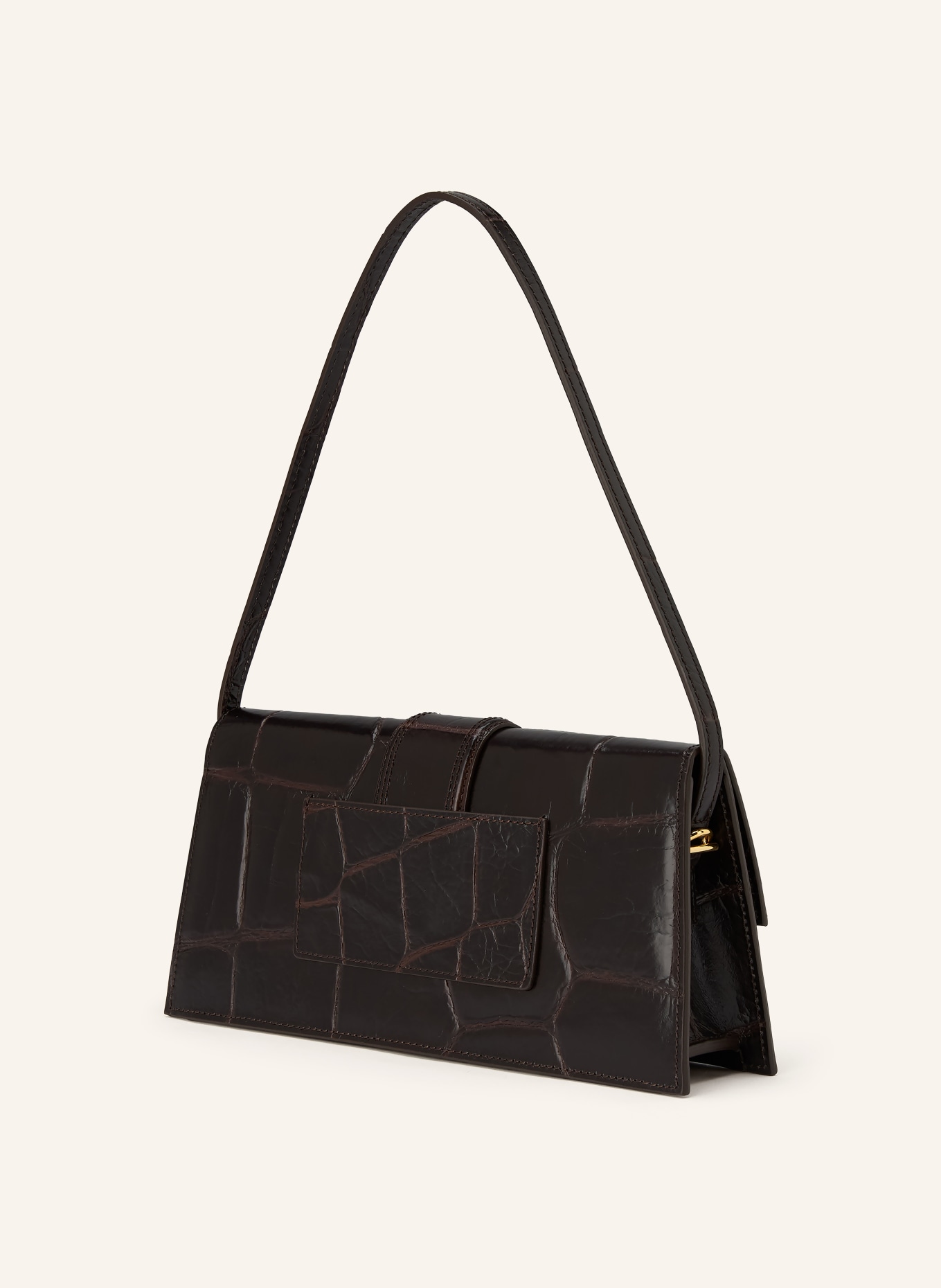 JACQUEMUS Schultertasche LE BAMBINO LONG: DUNKELBRAUN / GOLD