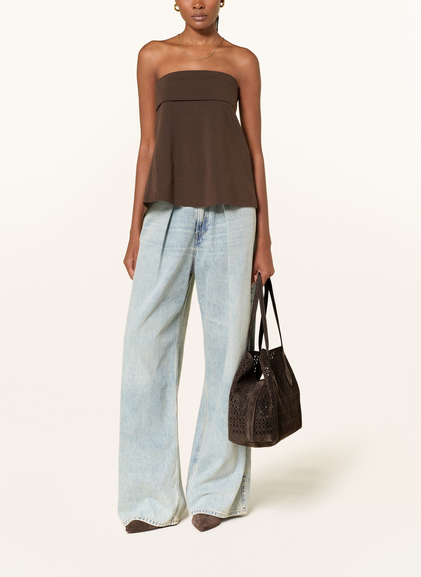 GIANNI CHIARINI Shopper met zakje en uitsparingen: MARRON FONCÉ