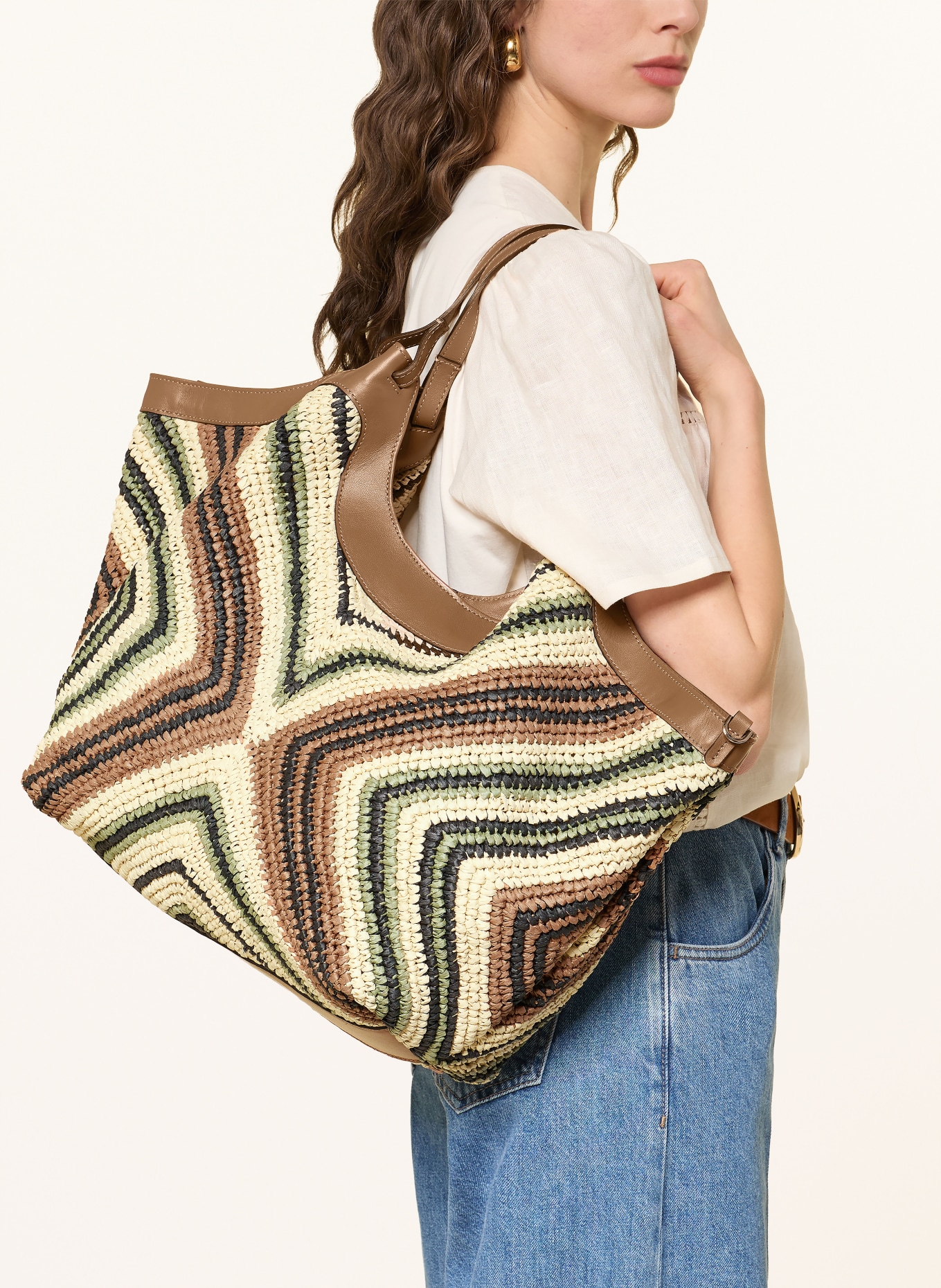 GIANNI CHIARINI Tas met vakje: BRUIN / LICHTBRUIN / LICHTGROEN