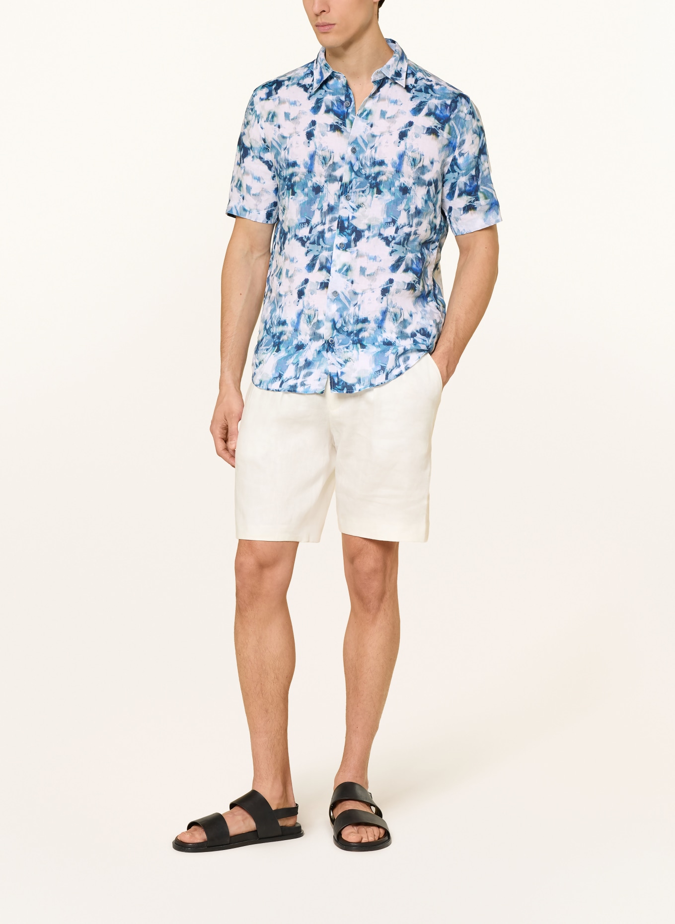 OLYMP Kurzarm-Hemd Casual regular fit: BLAU / HELLBLAU / WEISS