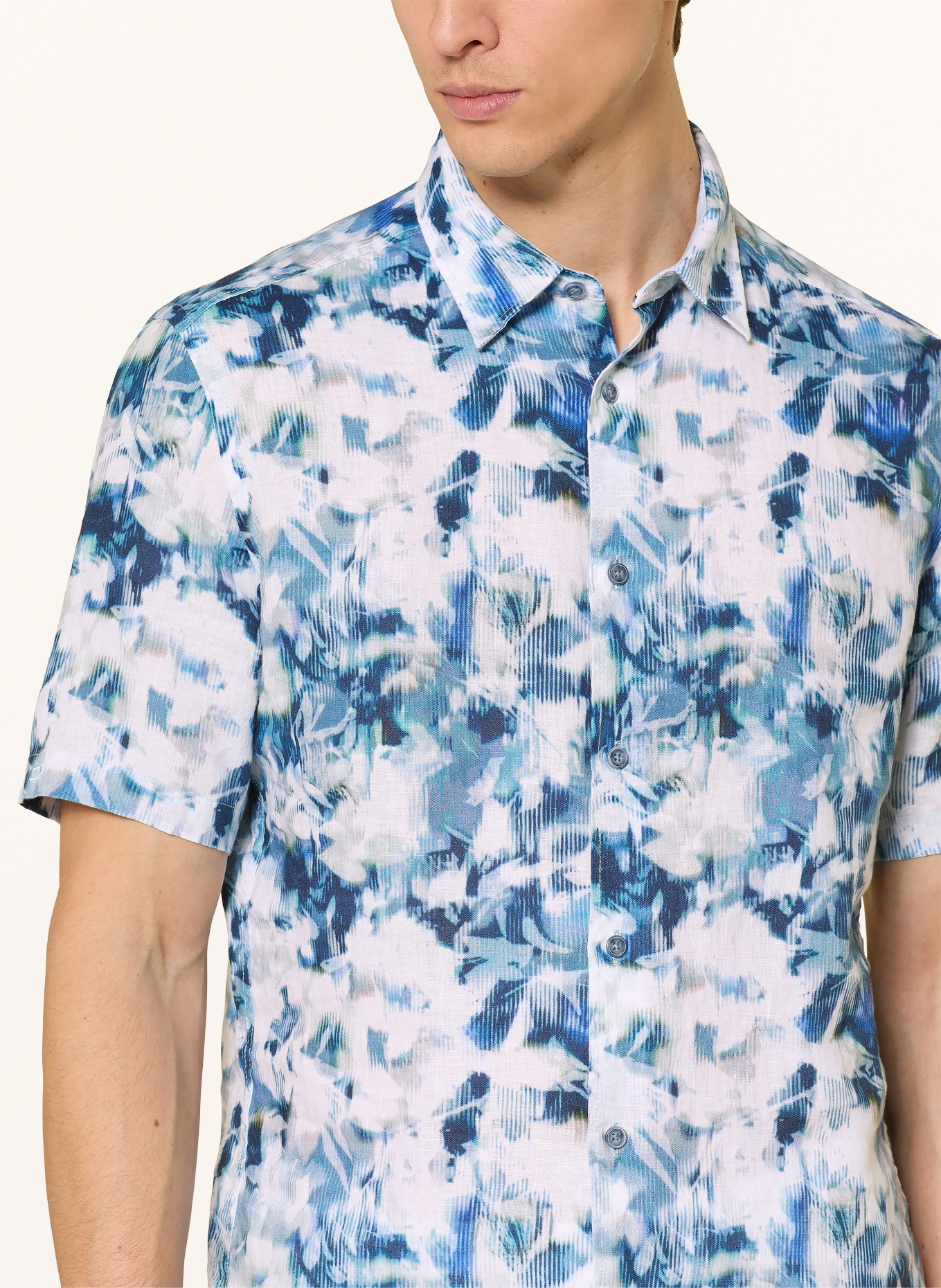 OLYMP Kurzarm-Hemd Casual regular fit: BLAU / HELLBLAU / WEISS