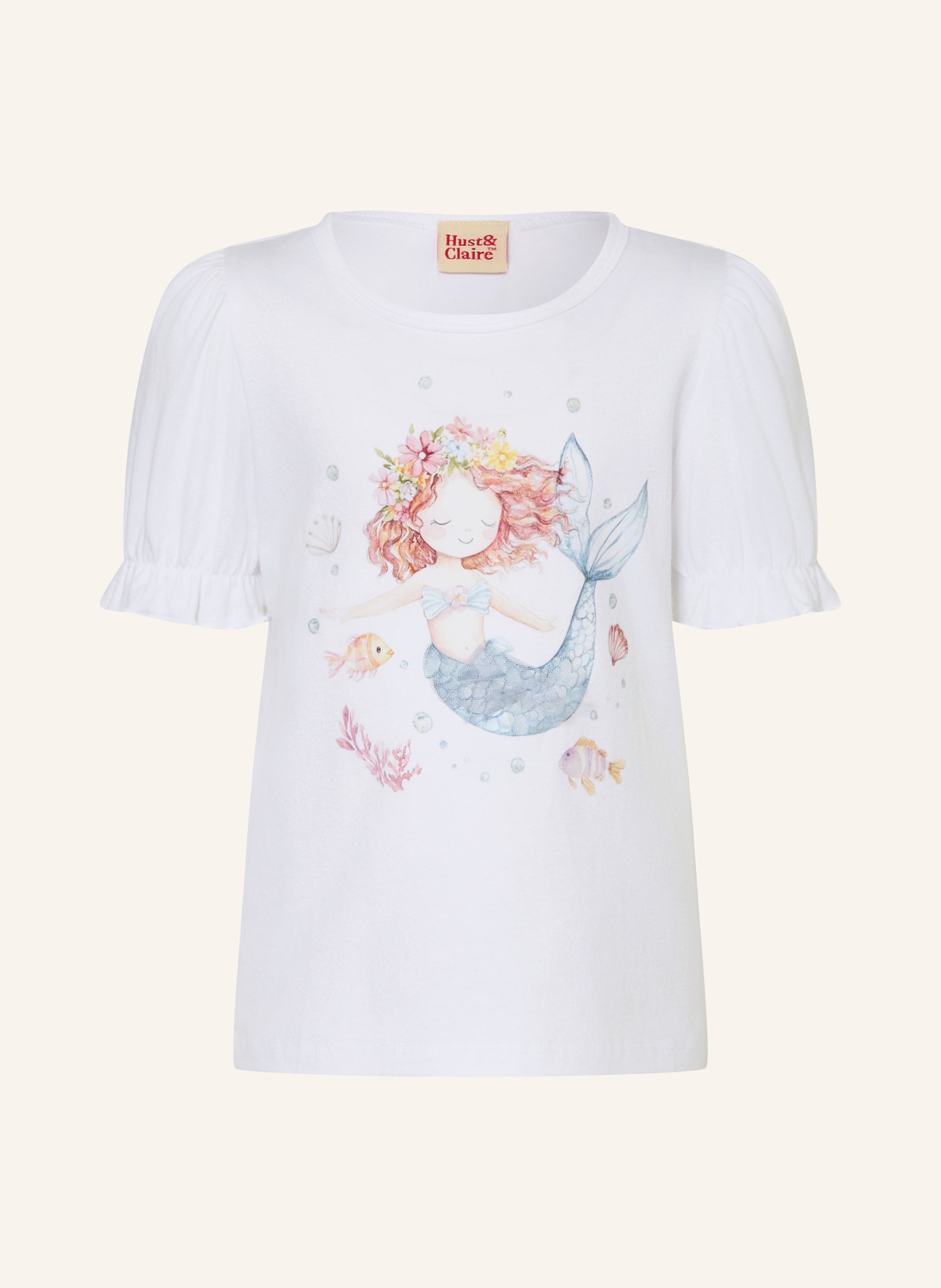 HUST and CLAIRE HCALMA T-shirt: WHITE / LIGHT RED / LIGHT BLUE