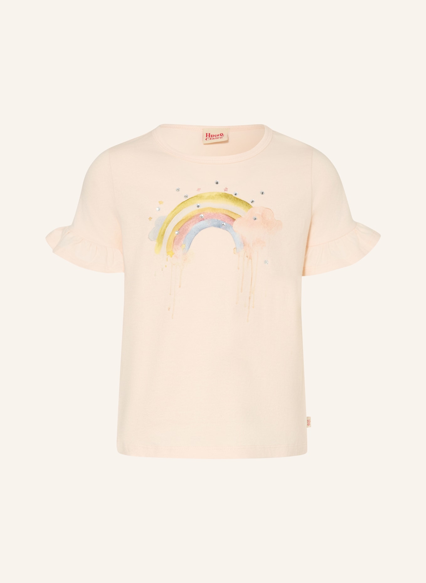 HUST and CLAIRE T-shirt HCALMA avec strass: ORANGE CLAIR / BLEU GRIS / JAUNE