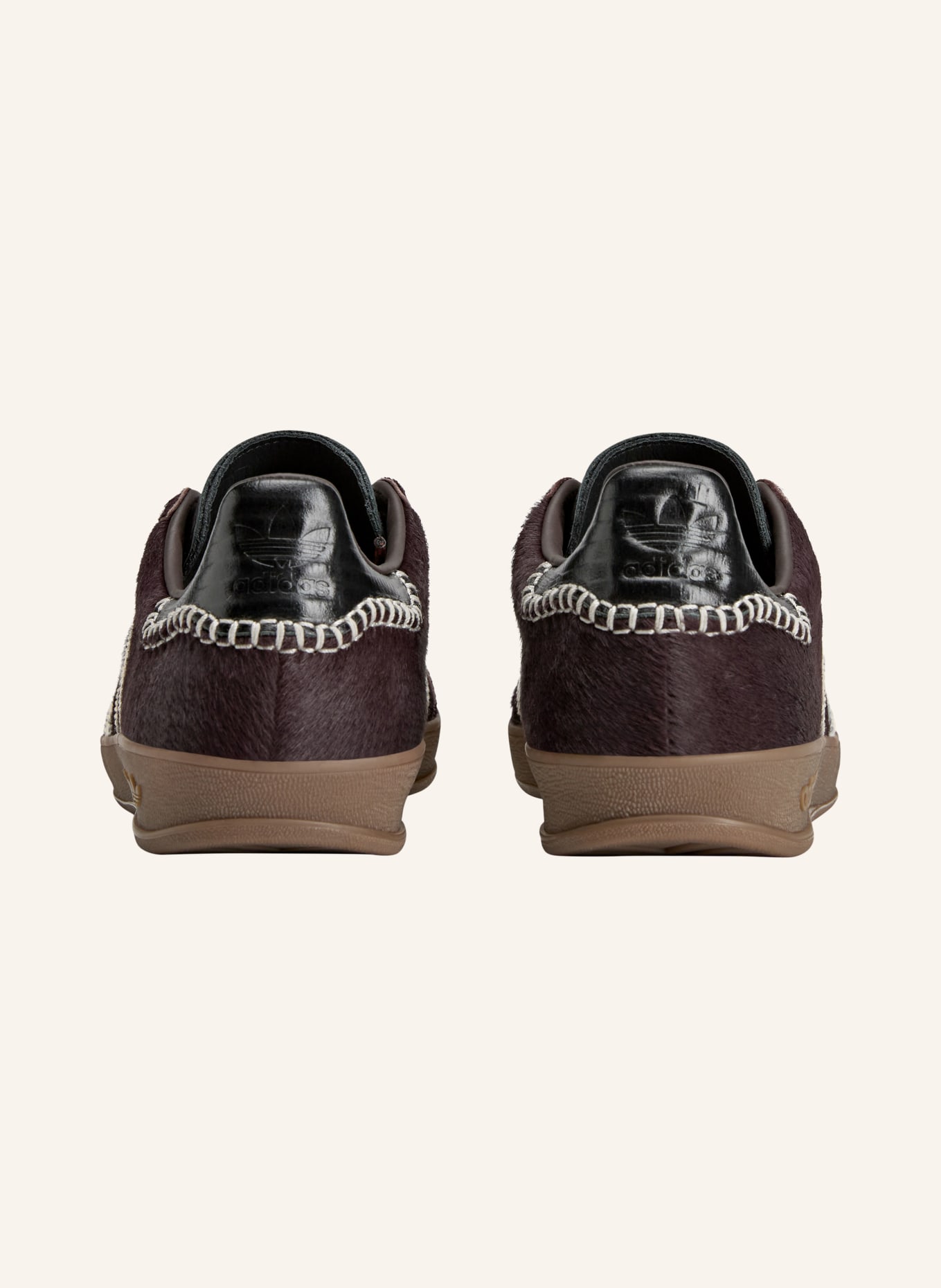adidas Originals WB Gazelle Pony Sneakers: DARK BROWN / CREAM