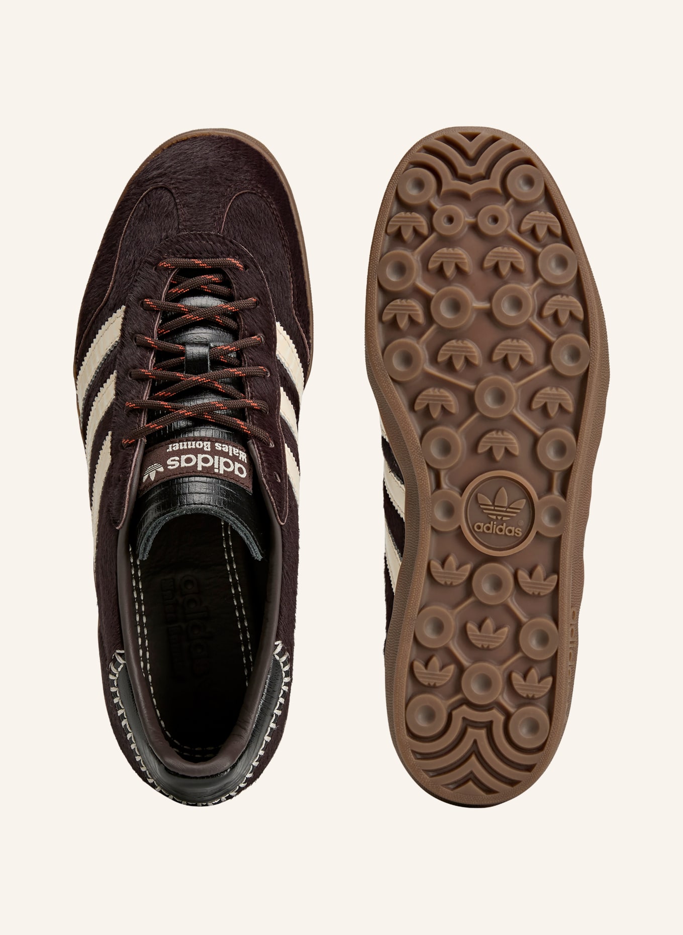 adidas Originals WB Gazelle Pony Sneakers: DARK BROWN / CREAM