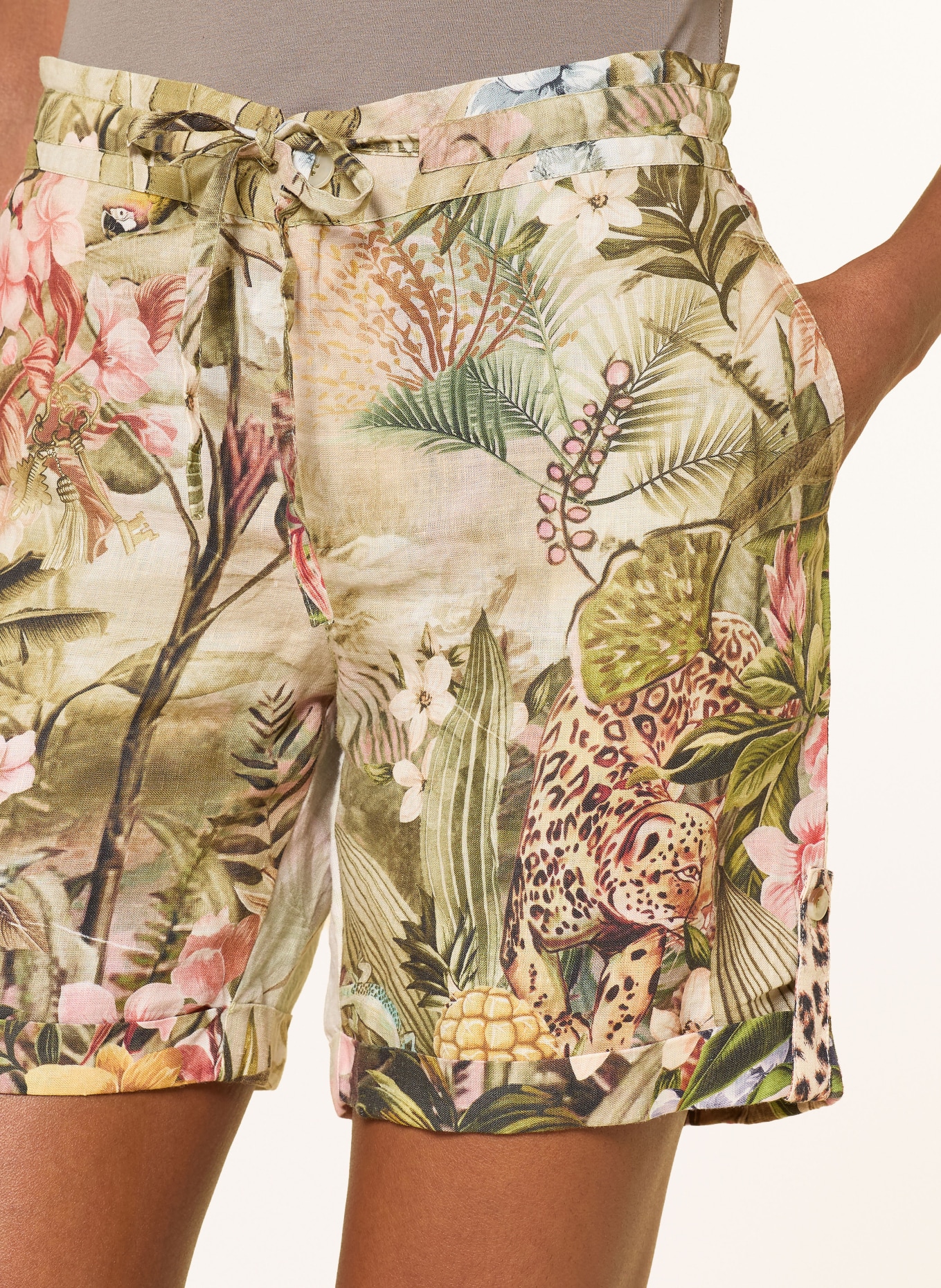 Princess GOES HOLLYWOOD Leinenshorts: KHAKI / ROSÉ