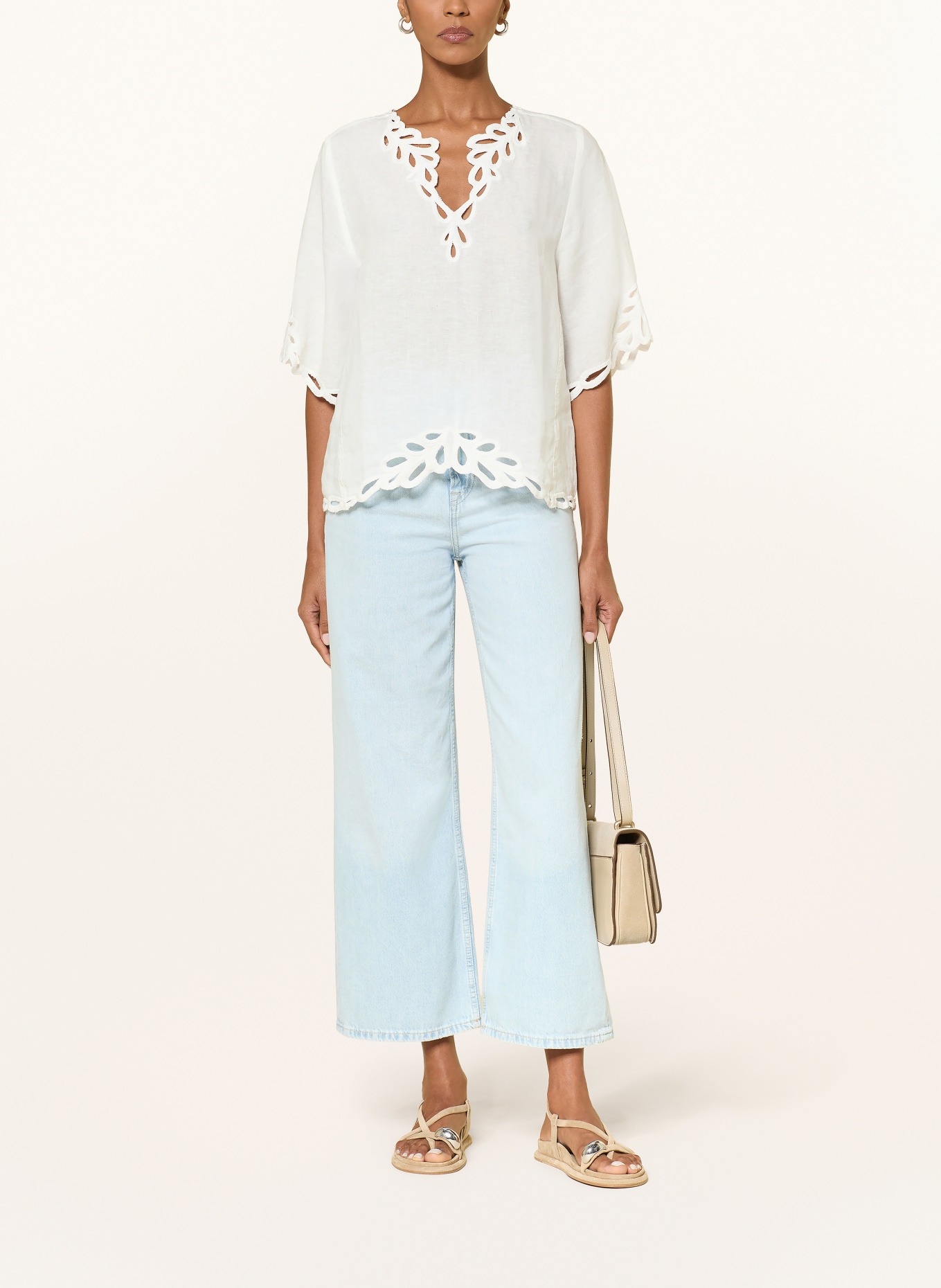 Princess GOES HOLLYWOOD Blusenshirt mit Lochspitze: WEISS