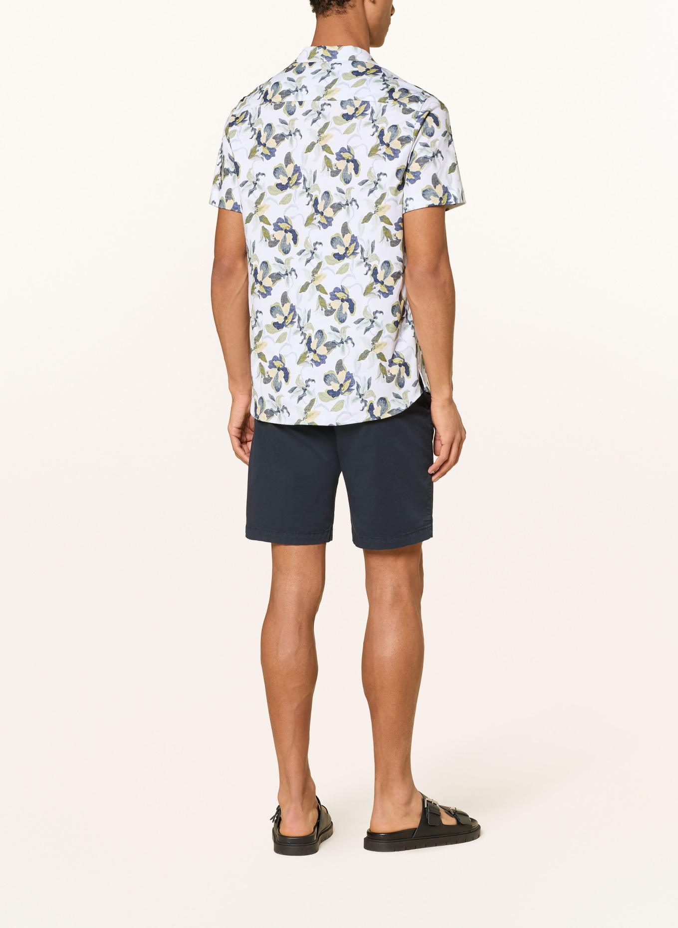 DESOTO LIDO slim fit resorthemd van jersey: WIT / OLIJF / DONKERBLAUW