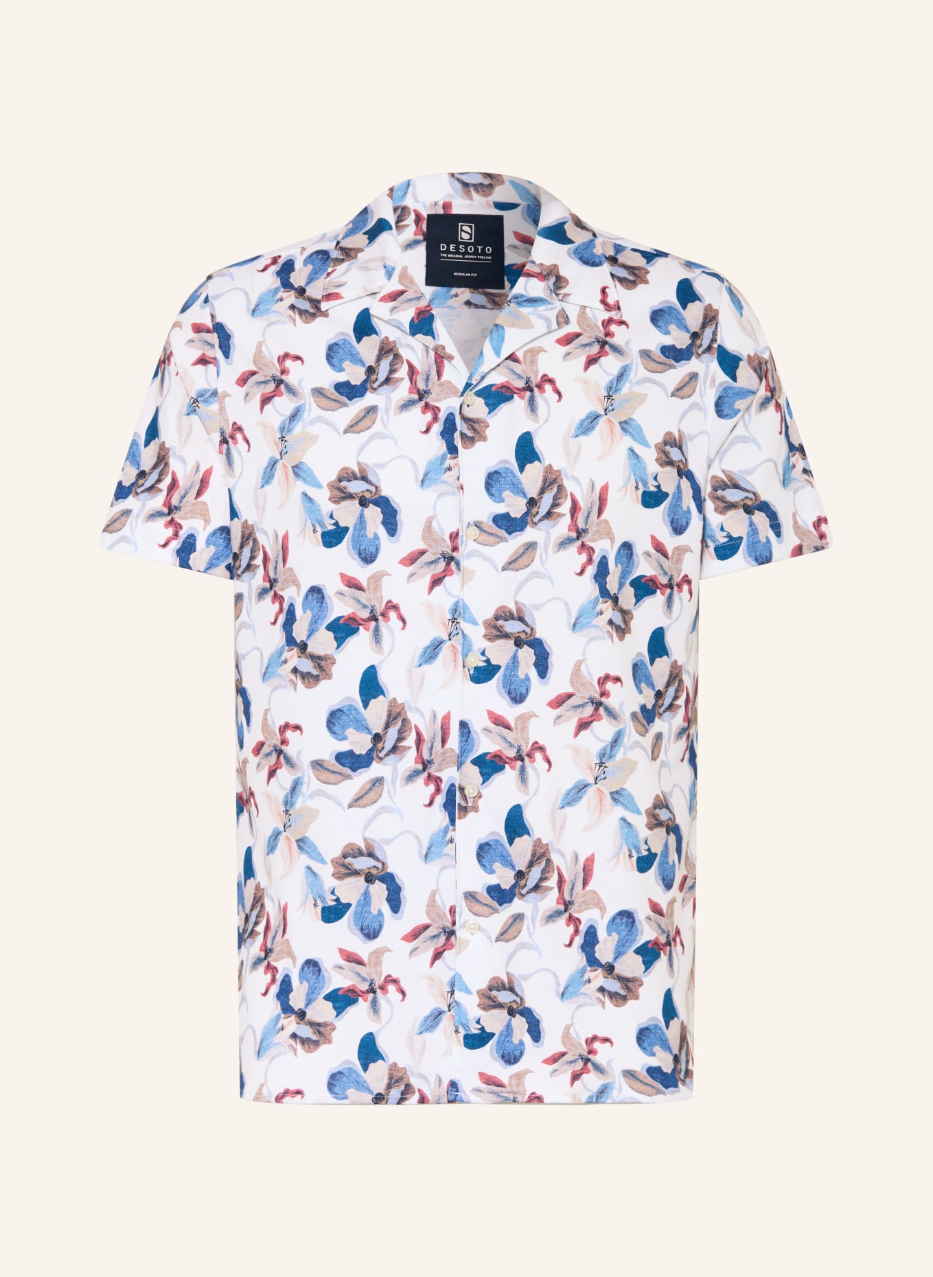 DESOTO LIDO slim fit resorthemd van jersey: WIT / ROOD / BLAUW