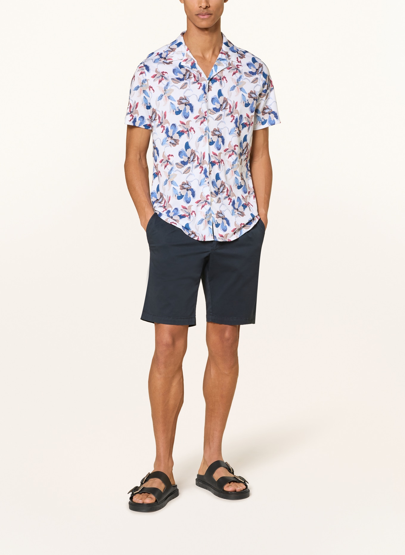 DESOTO LIDO slim fit resorthemd van jersey: WIT / ROOD / BLAUW