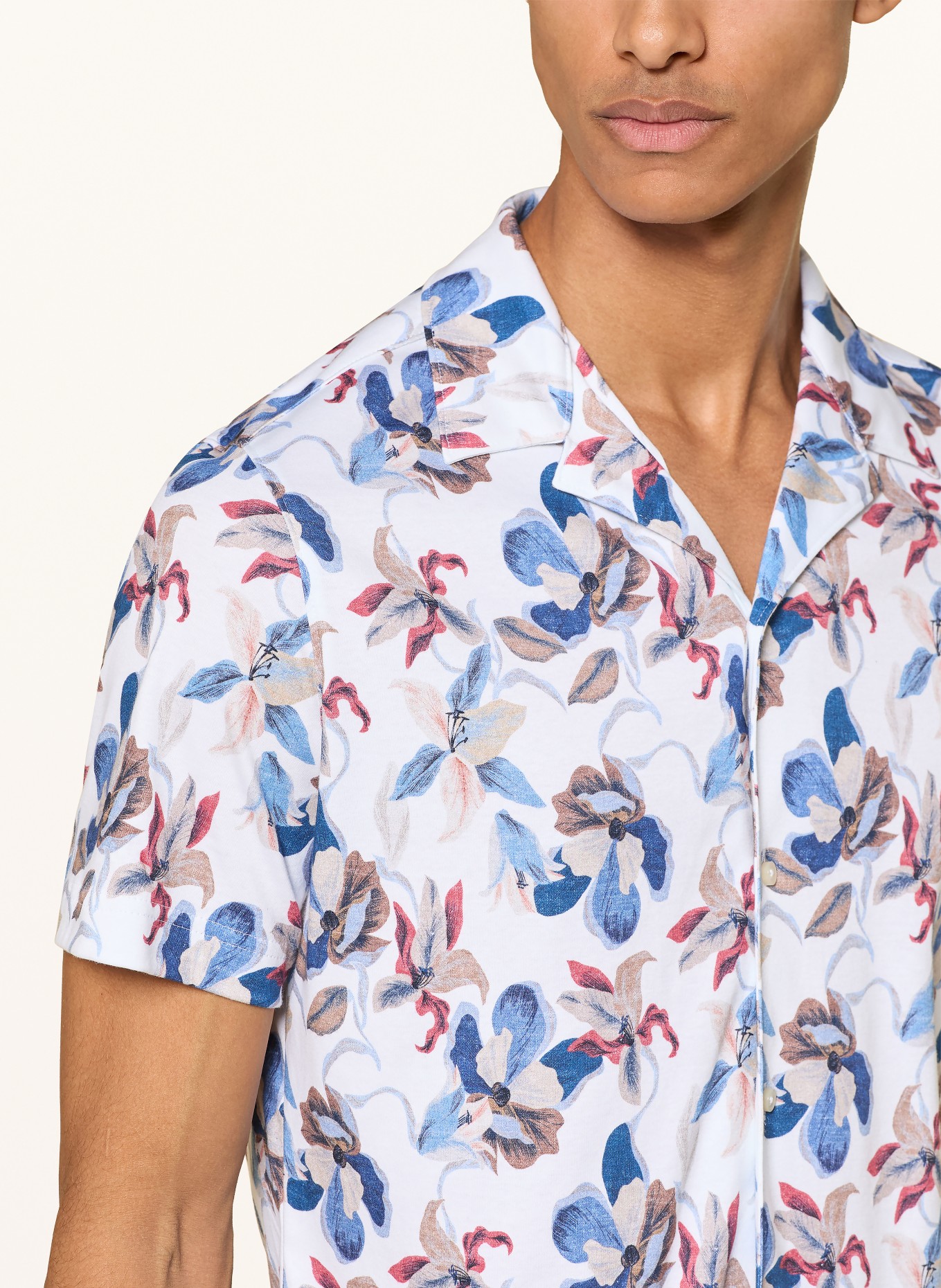 DESOTO LIDO slim fit resorthemd van jersey: WIT / ROOD / BLAUW