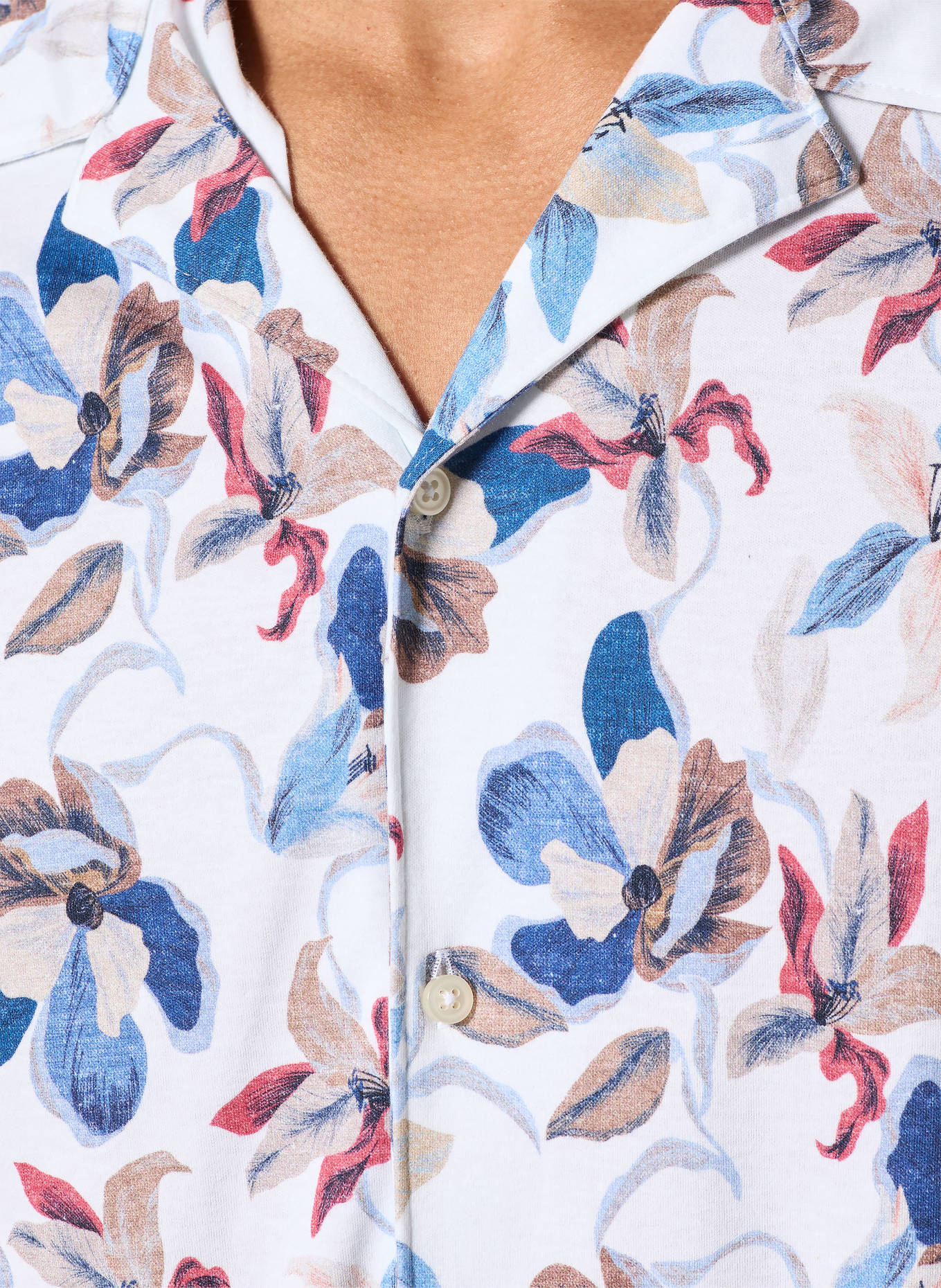 DESOTO LIDO slim fit resorthemd van jersey: WIT / ROOD / BLAUW