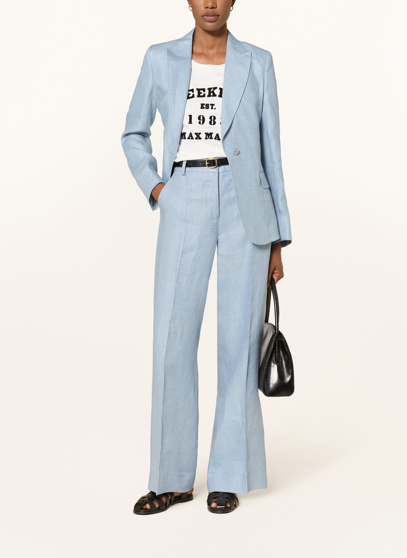 WEEKEND Max Mara MALIZIA linen wide-leg pants: LIGHT BLUE