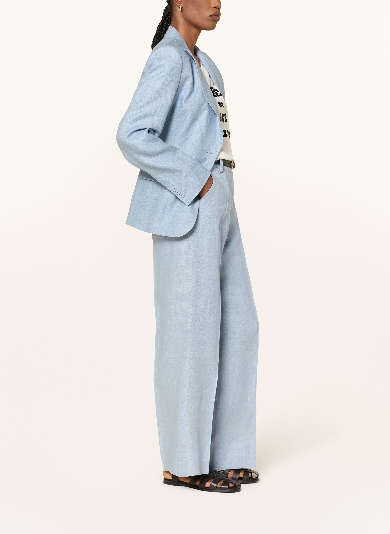 WEEKEND Max Mara MALIZIA linen wide-leg pants: LIGHT BLUE