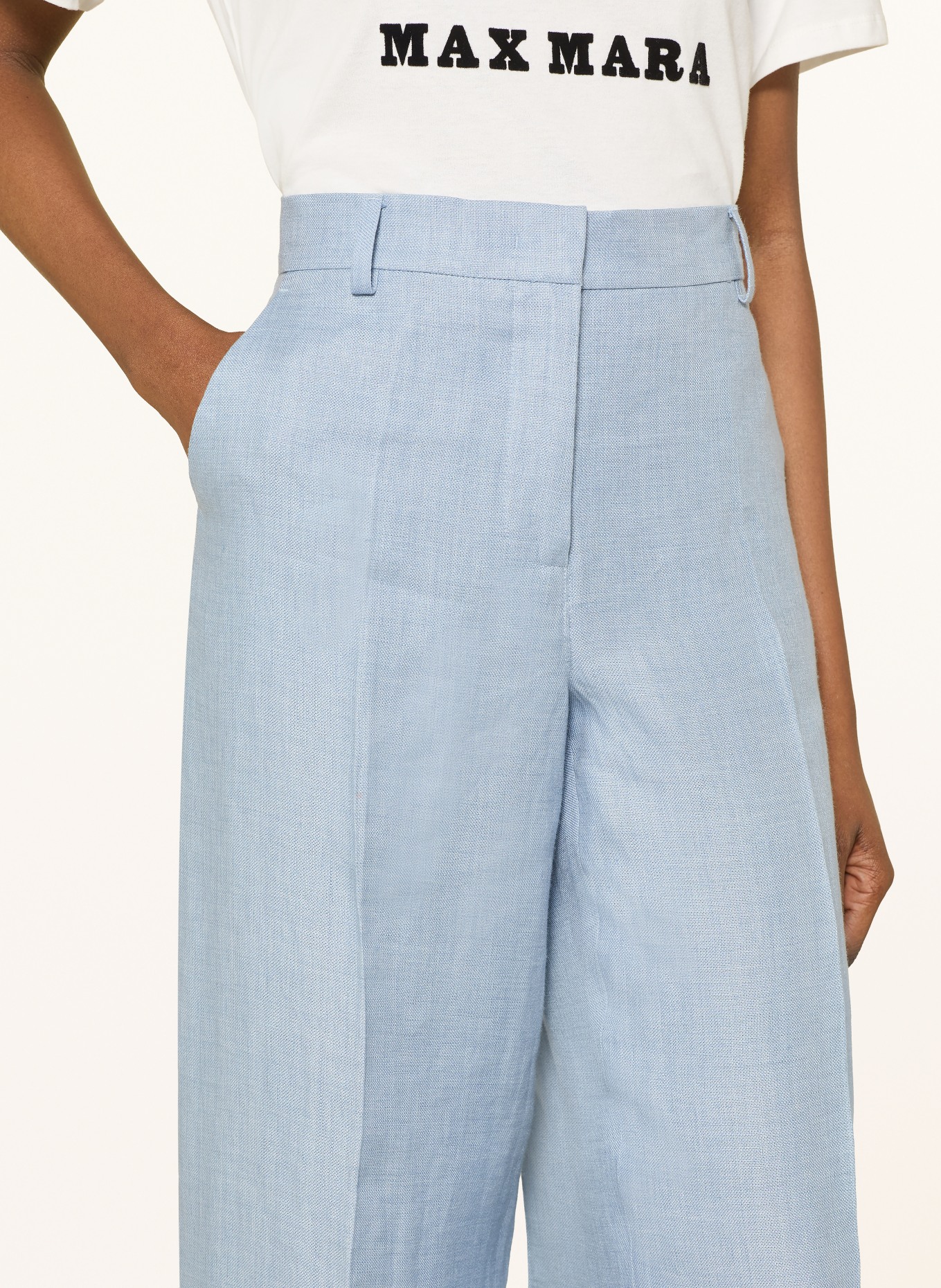 WEEKEND Max Mara MALIZIA linen wide-leg pants: LIGHT BLUE