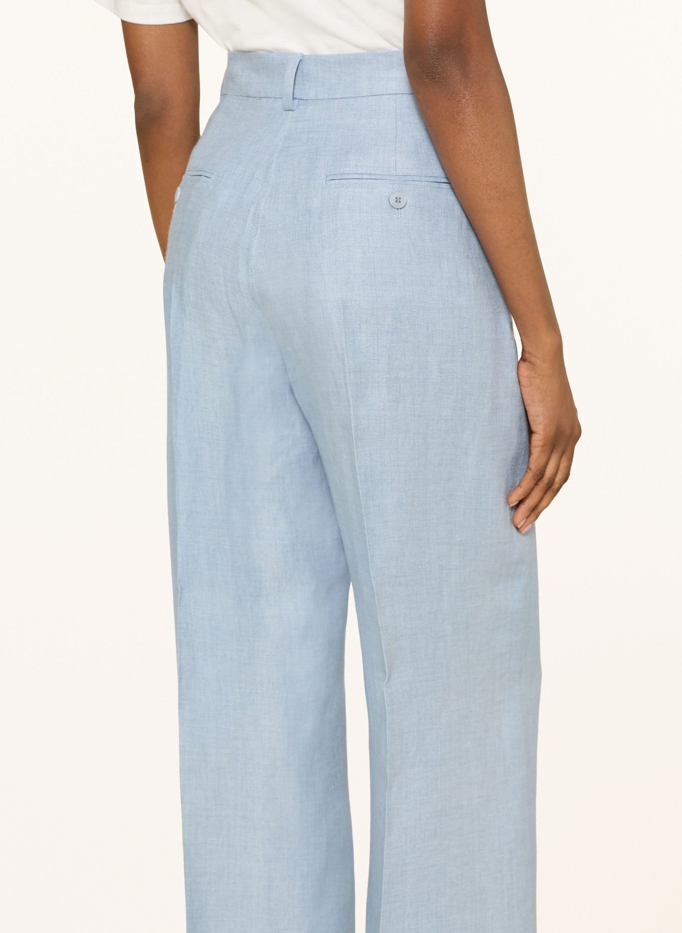WEEKEND Max Mara MALIZIA linen wide-leg pants: LIGHT BLUE