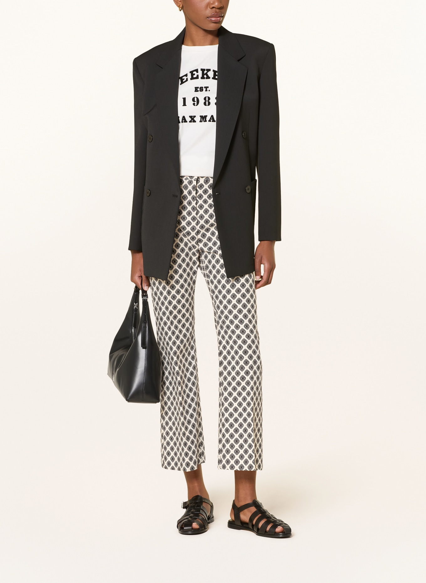 WEEKEND Max Mara Pantalon 7/8 ONDE: CRÈME / MARRON FONCÉ