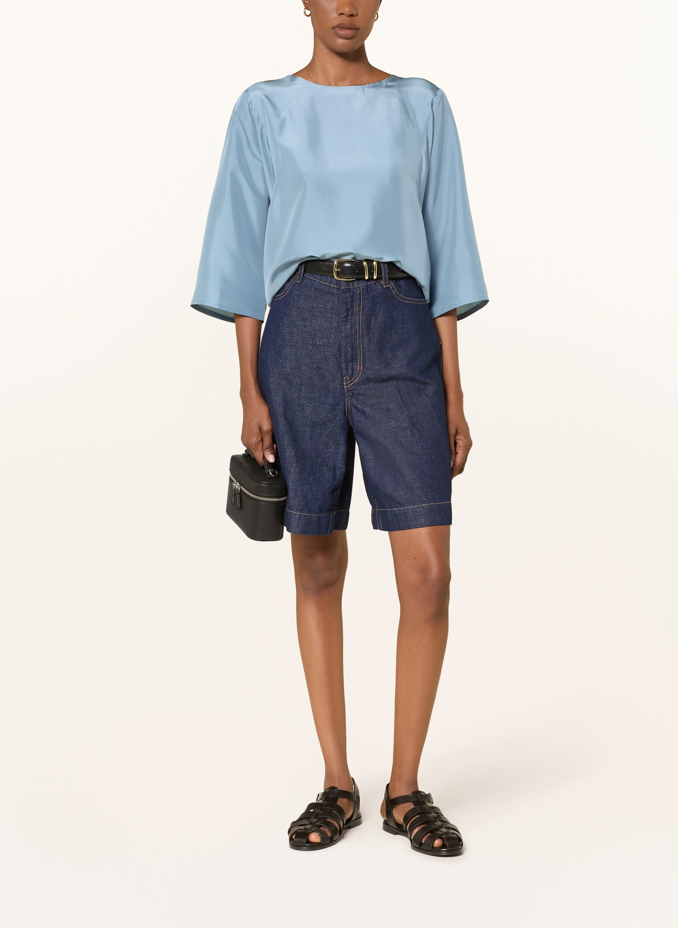 WEEKEND Max Mara Blusenshirt FASTOSO im Materialmix mit 3/4-Arm und Seide: BLAU