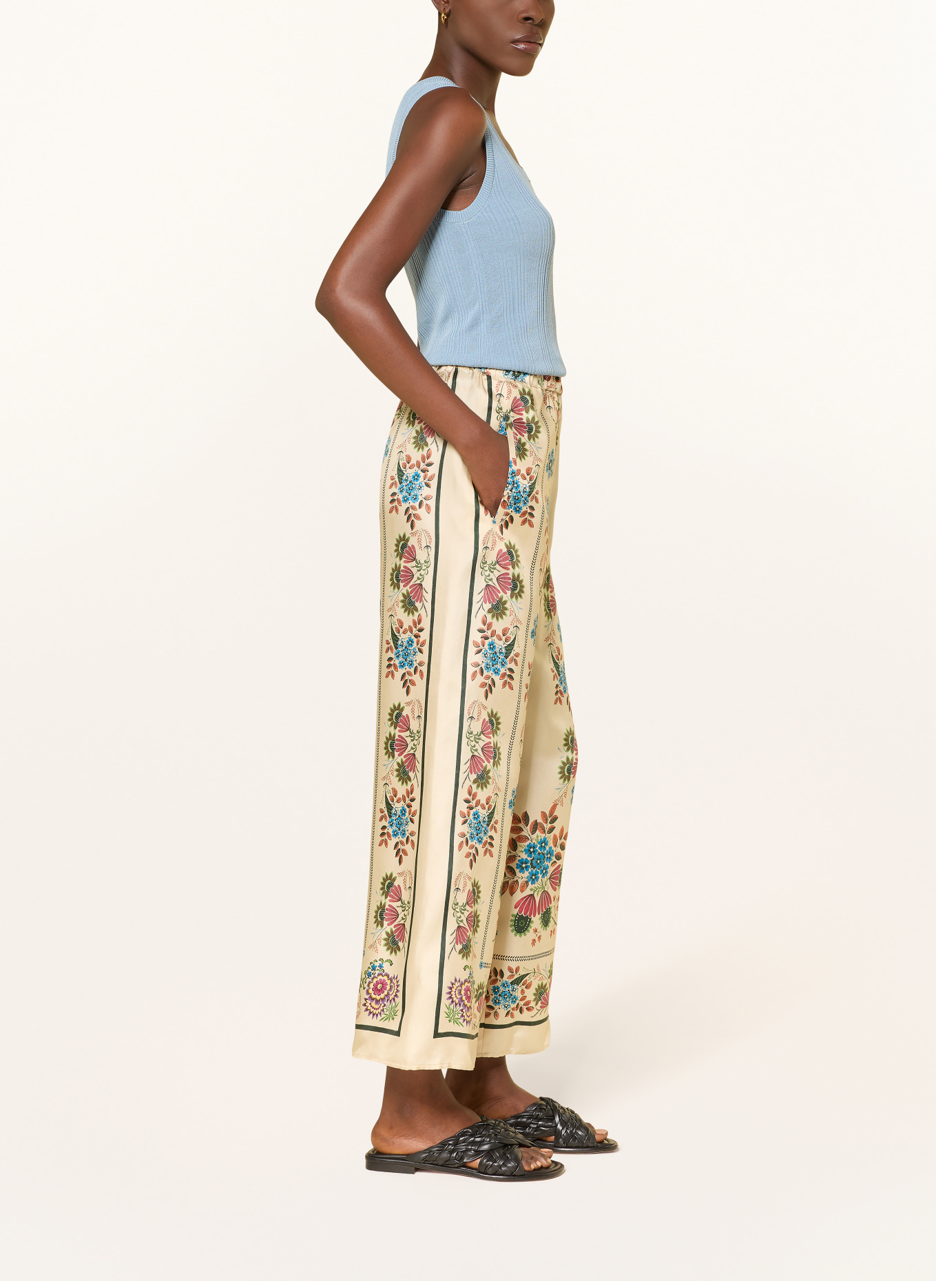 WEEKEND Max Mara Culotte SNACK aus Seide: BEIGE / GRÜN / BLAU