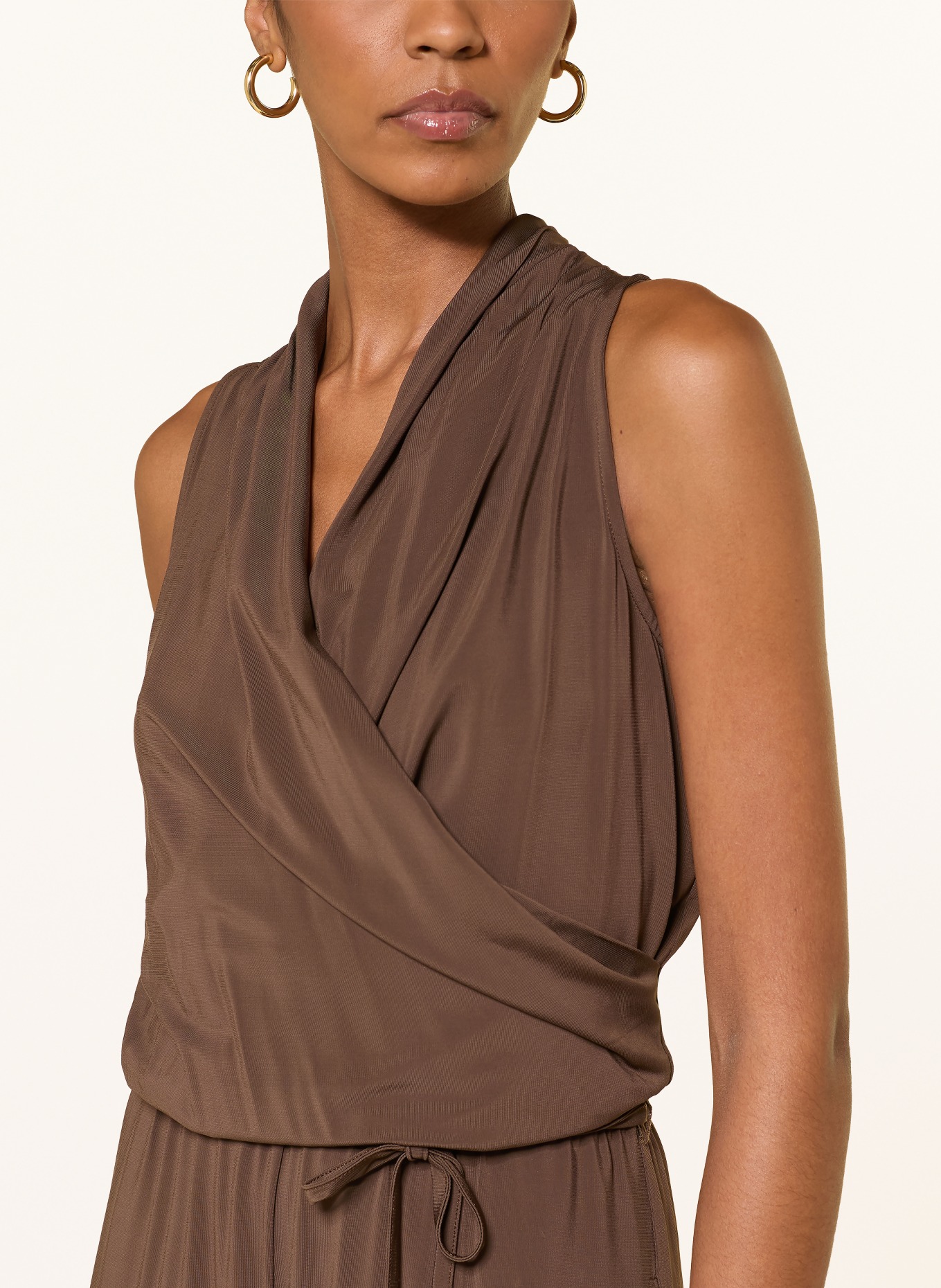 WEEKEND Max Mara Jersey-jumpsuit TROPICO met wikkellook: MARRON FONCÉ