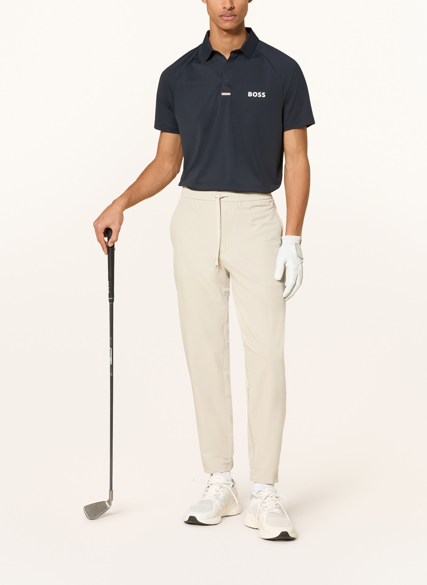 BOSS Funktions-Poloshirt PADDYTECH: DUNKELBLAU / COGNAC / WEISS