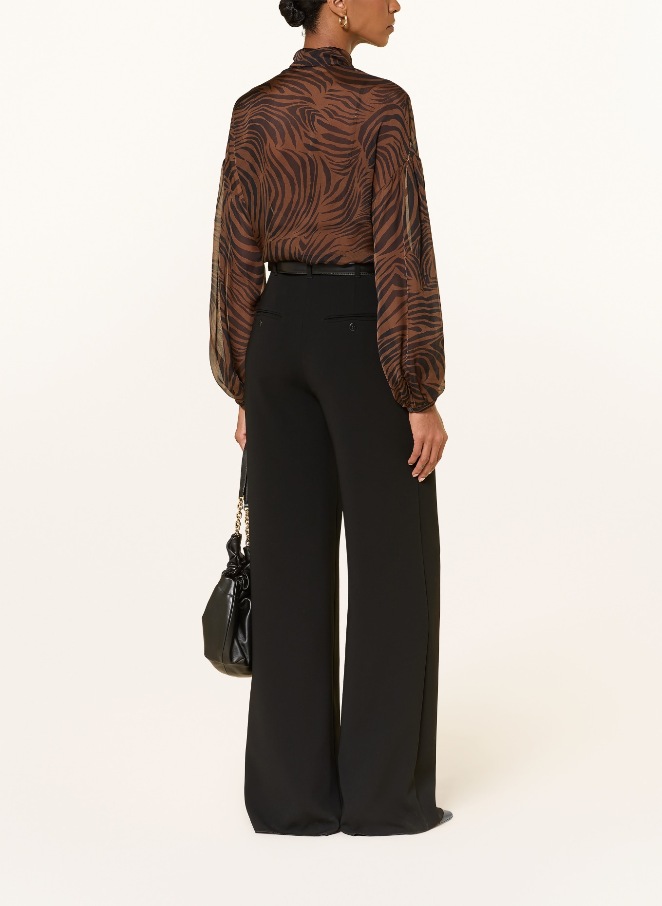 Max Mara STUDIO Chemisier à col lavallière BALLATA: MARRON / NOIR