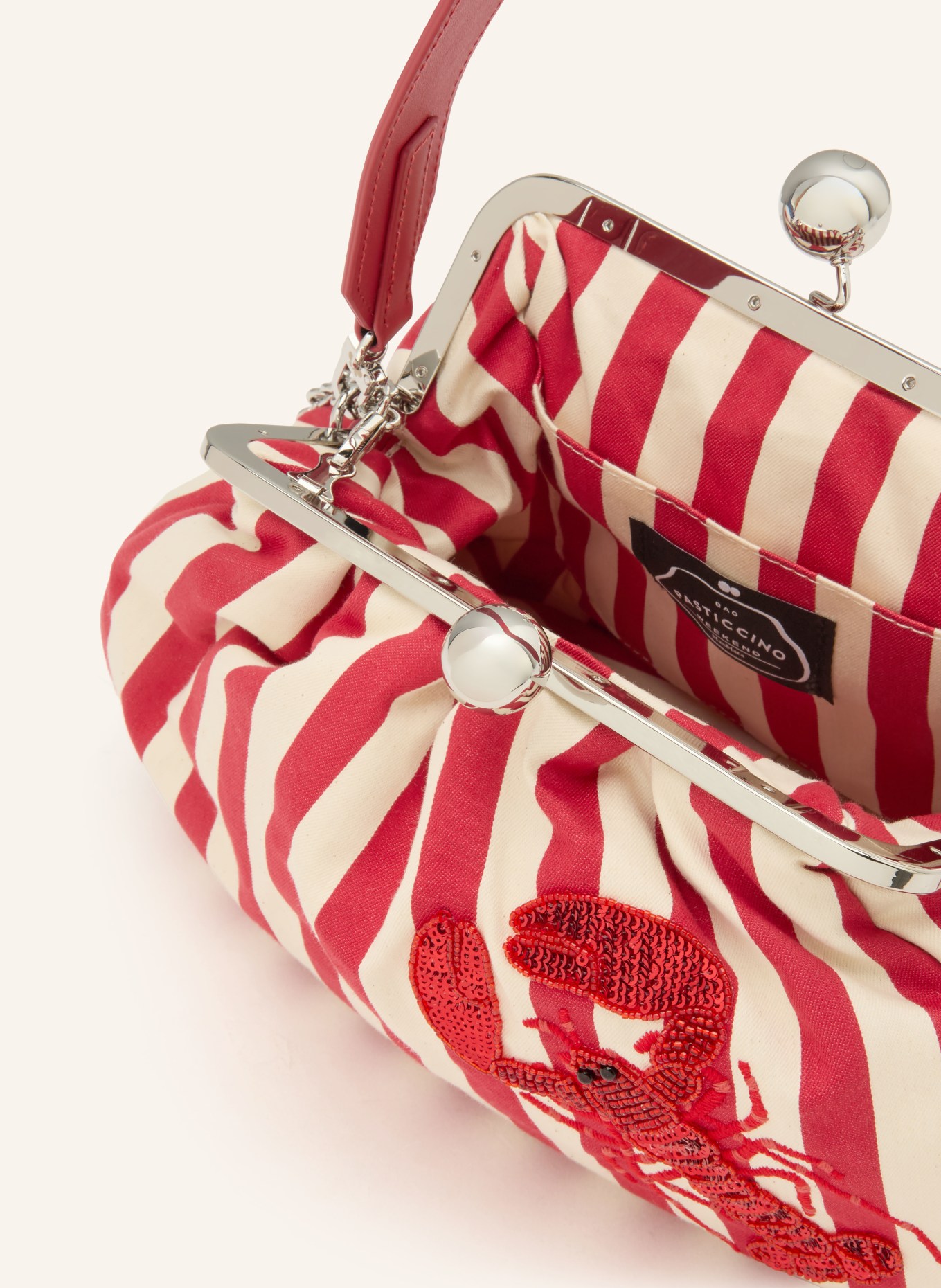 WEEKEND Max Mara Clutch GERUSIA mit Pailetten: ROT / CREME