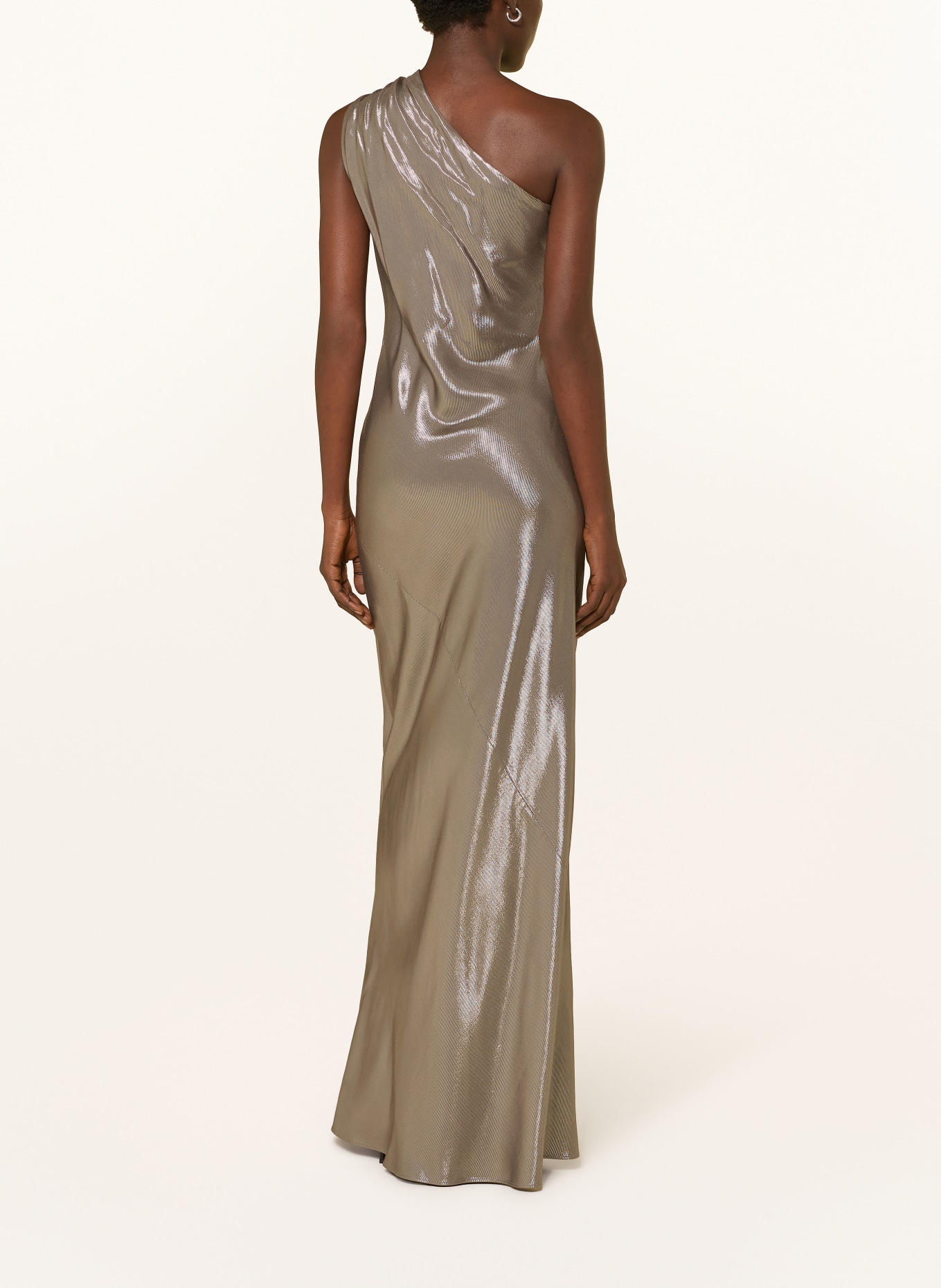 Max Mara STUDIO Sukienka na jedno ramię ODISSEA z brokatową przędzą: JASNOBRĄZOWY