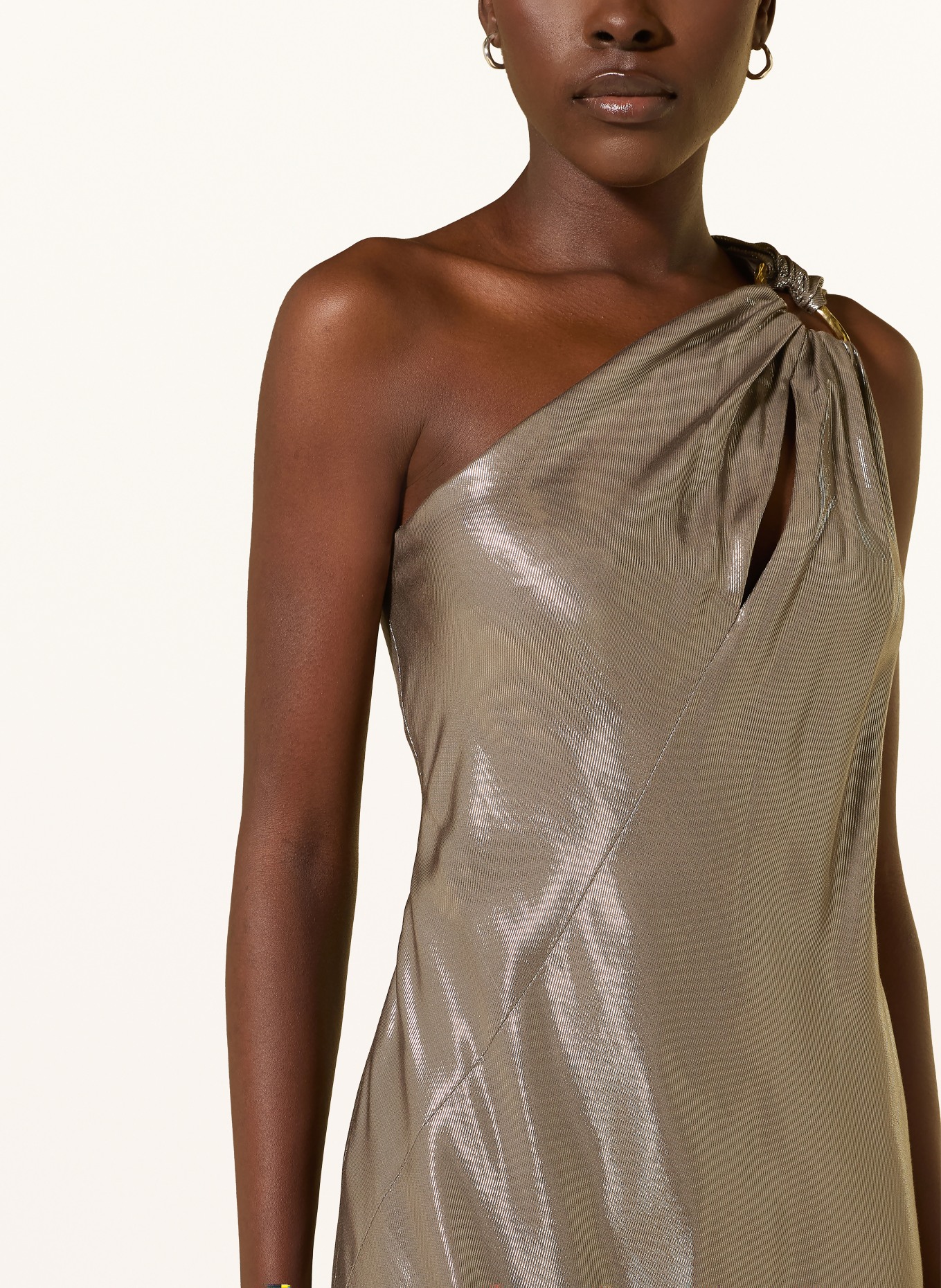 Max Mara STUDIO Sukienka na jedno ramię ODISSEA z brokatową przędzą: JASNOBRĄZOWY