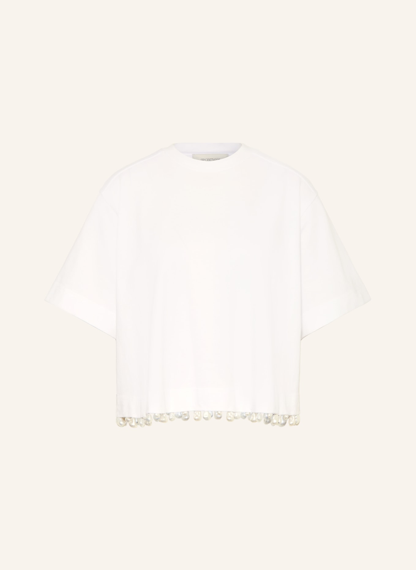 SPORTMAX T-Shirt mit Schmuckperlen: WEISS
