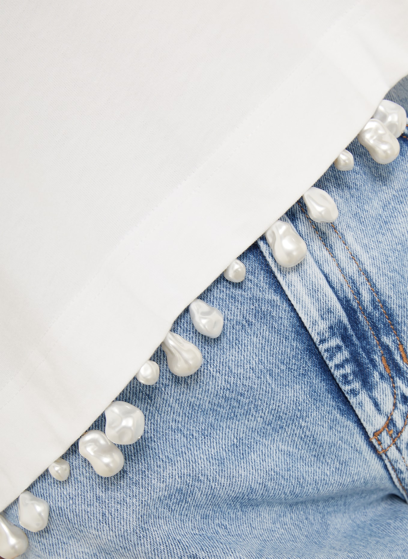 SPORTMAX T-Shirt mit Schmuckperlen: WEISS