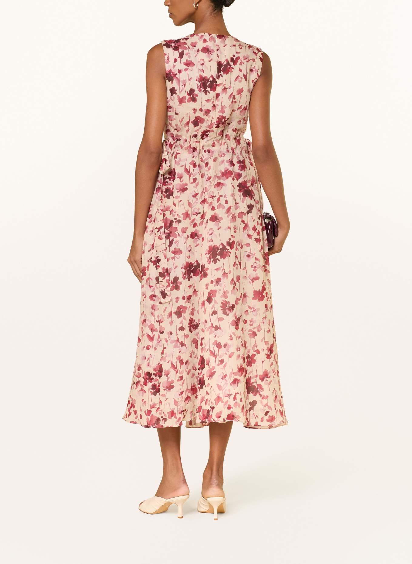 S Max Mara Jurk ALIBI: BEIGE / ROSÉ / DONKERROOD