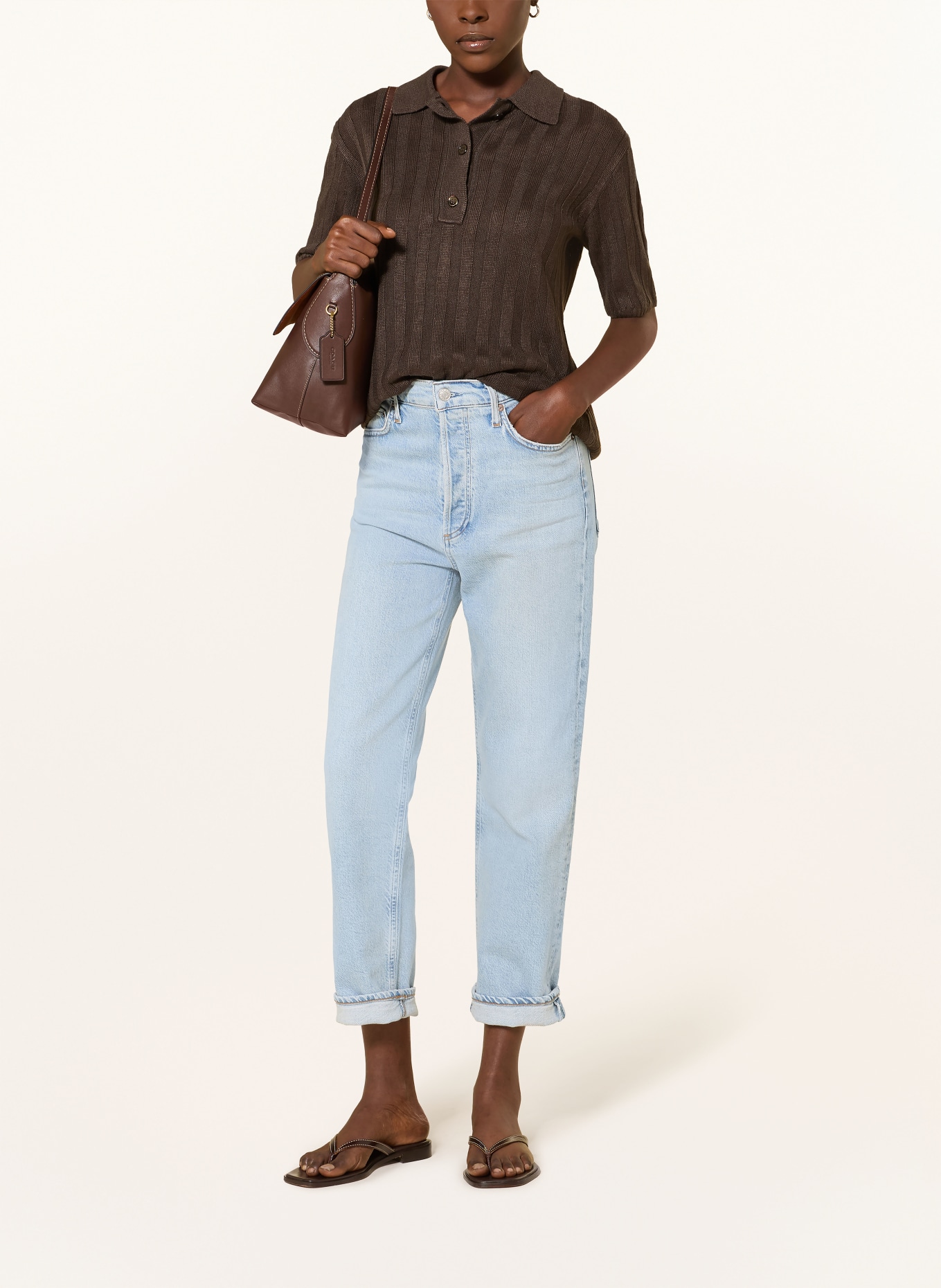 MM by Max Mara Polo en maille RIVETTO: MARRON FONCÉ