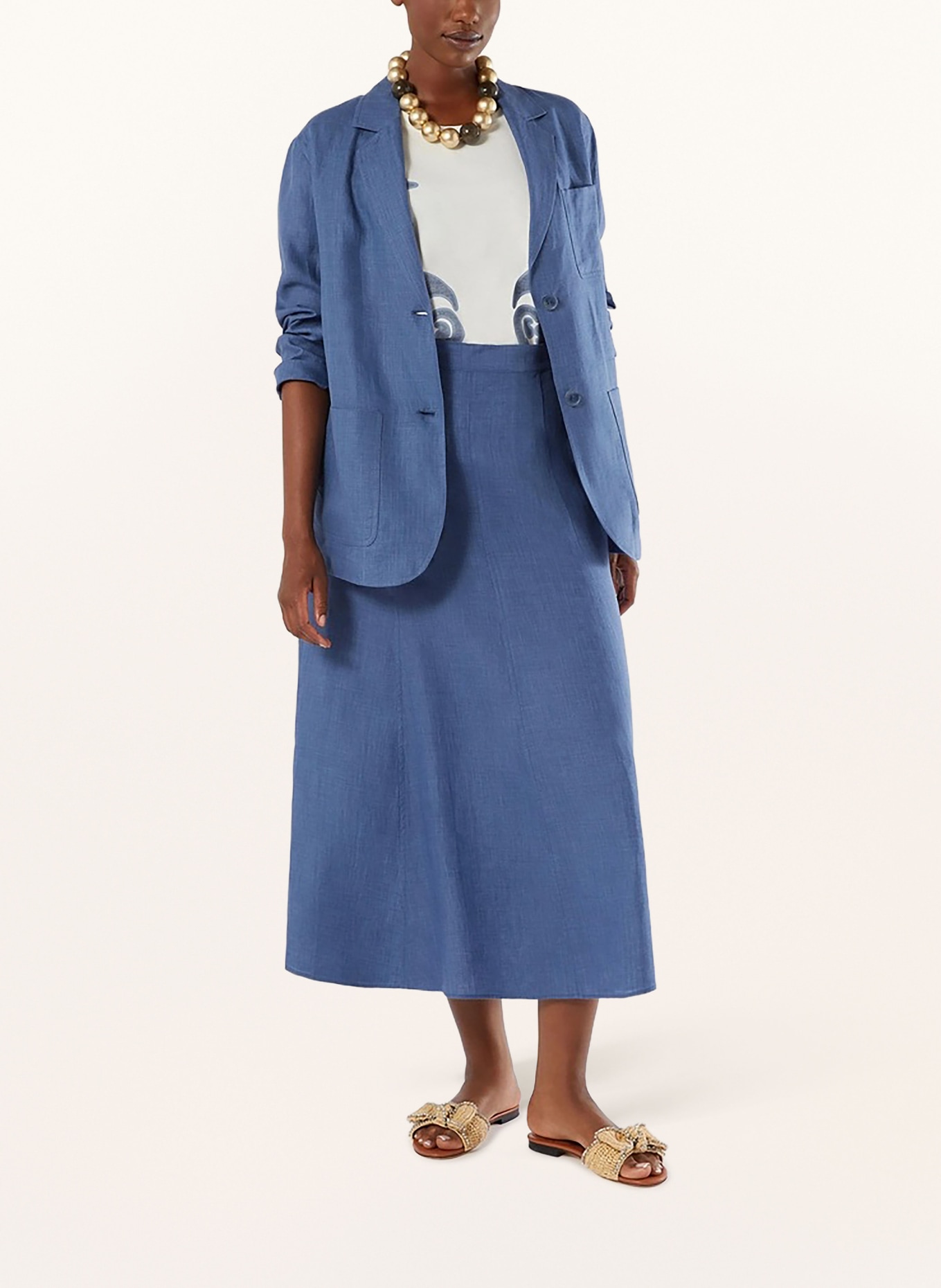 MARINA RINALDI Blazer MRSGIOIA aus Leinen: HELLBLAU