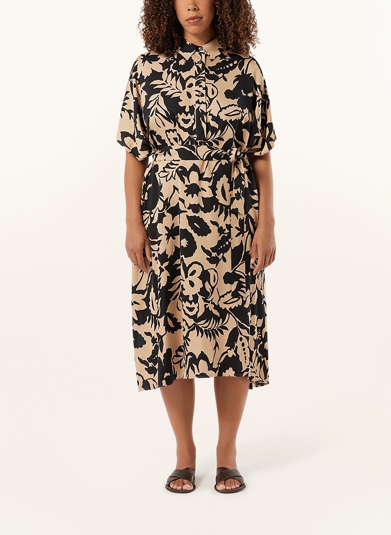 PERSONA MARINA RINALDI Hemdblusenkleid NNWSULTANO: CAMEL / SCHWARZ