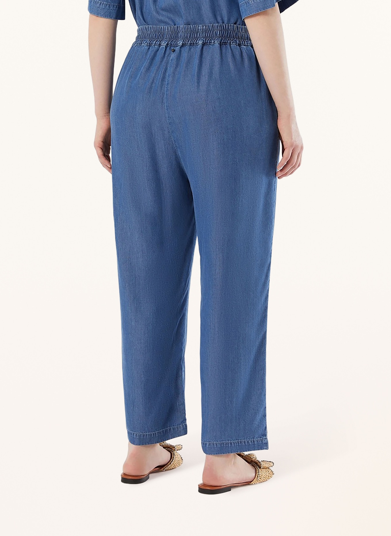 MARINA RINALDI Spodnie z marlowej tkaniny MRSBIG w stylu jeansowym: NIEBIESKI