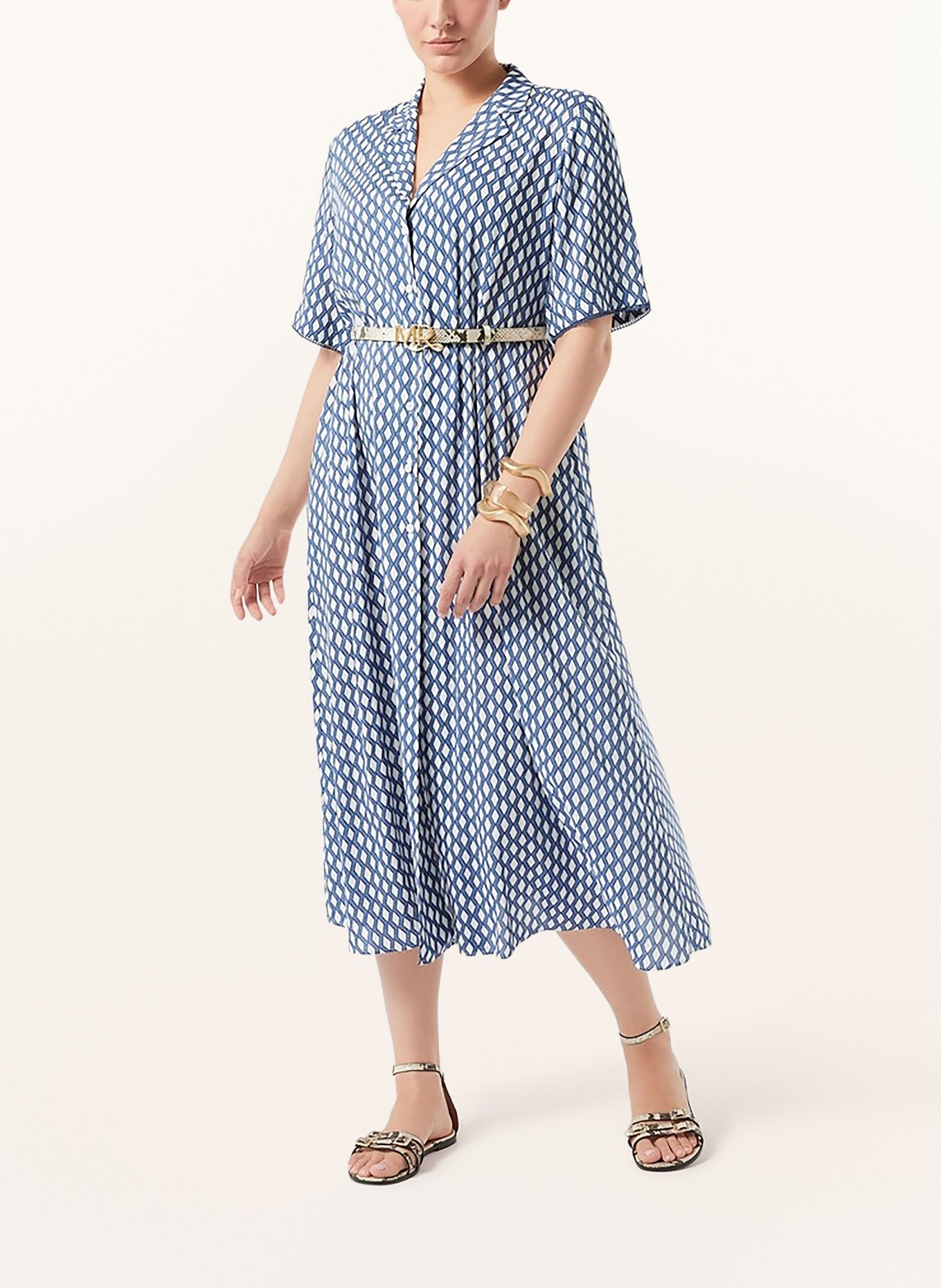 MARINA RINALDI Robe MRSRANCH: BLANC / BLEU FONCÉ / NOIR