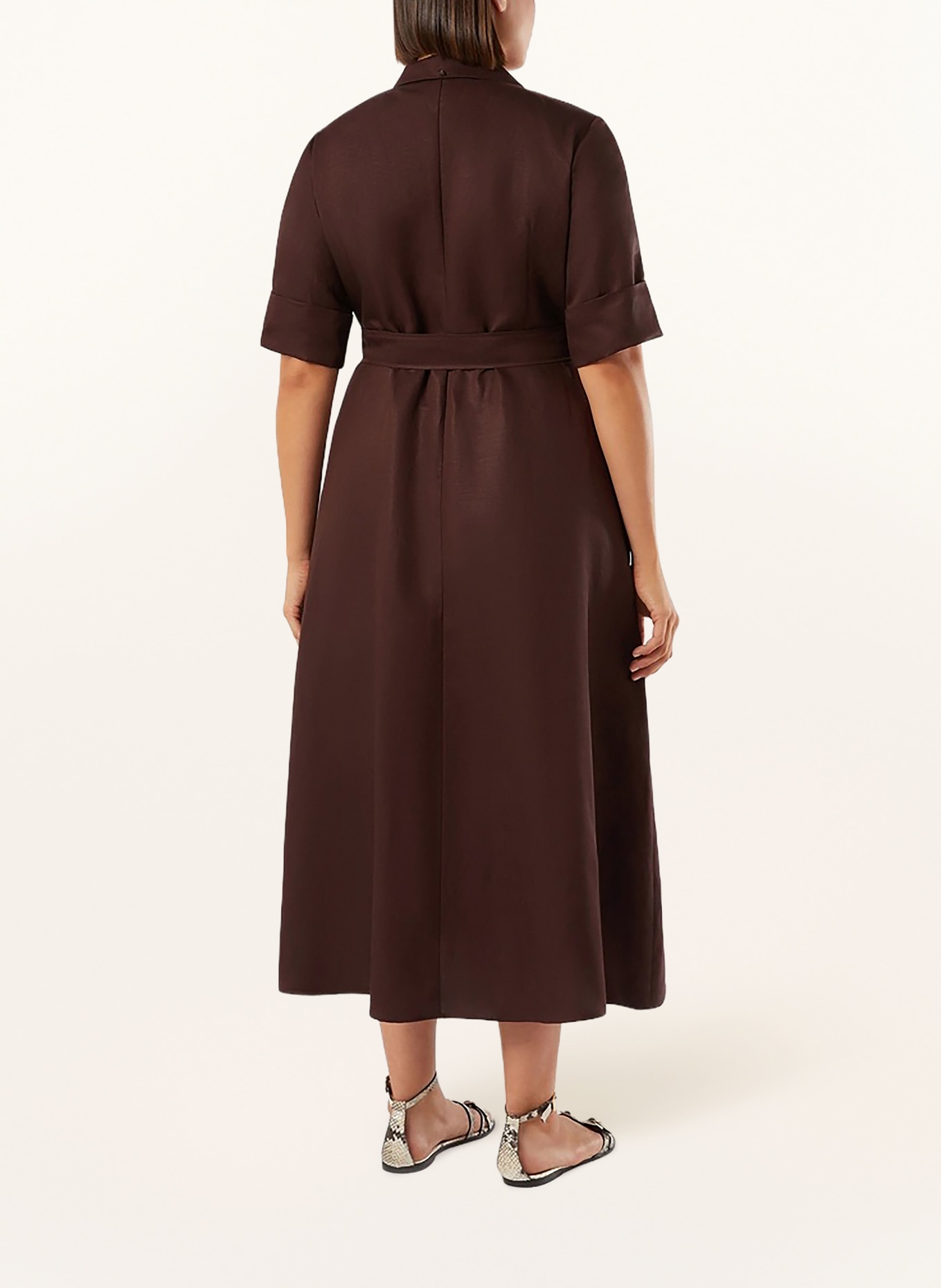 MARINA RINALDI Sukienka MRSALPACA z lnu: CIEMNOBRĄZOWY