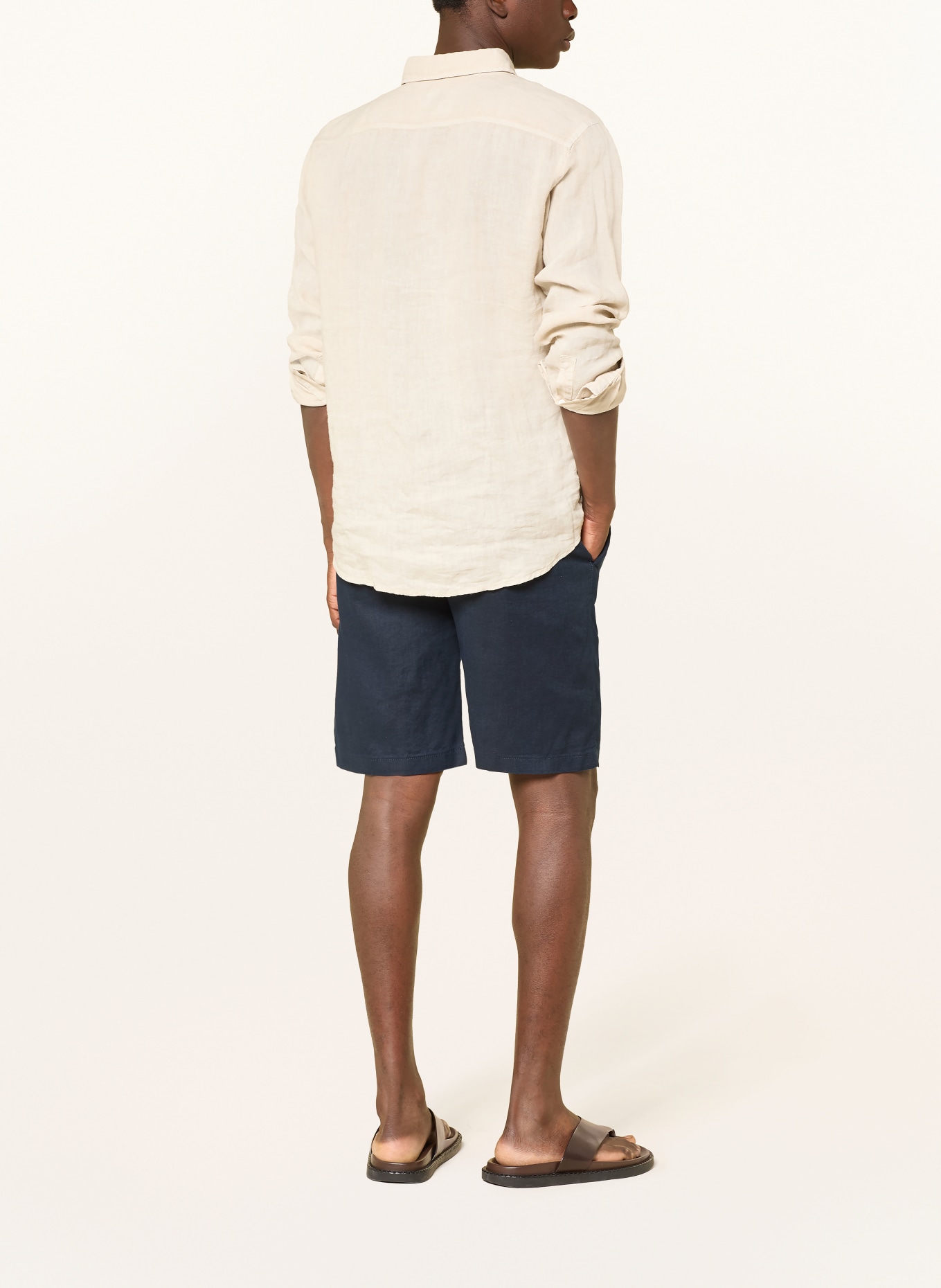 BOSS Chinoshorts CHINO Tapered Fit mit Leinen: DUNKELBLAU