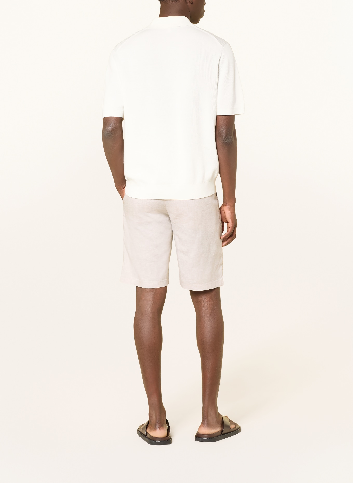 BOSS Chinoshorts CHINO Tapered Fit mit Leinen: BEIGE